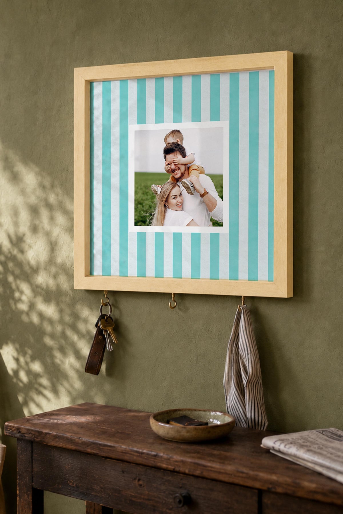 Kişiye Özel Tablo Anahtarlık, Photobooth Stili Bej Fotoğraf Çerçevesi, Vintage Duvar Dekoru