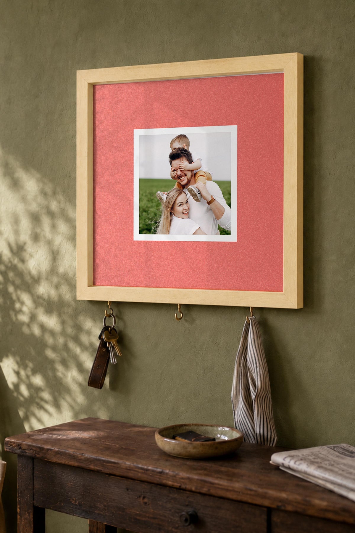 Kişiye Özel Tablo Anahtarlık, Photobooth Stili Bej Fotoğraf Çerçevesi, Vintage Duvar Dekoru