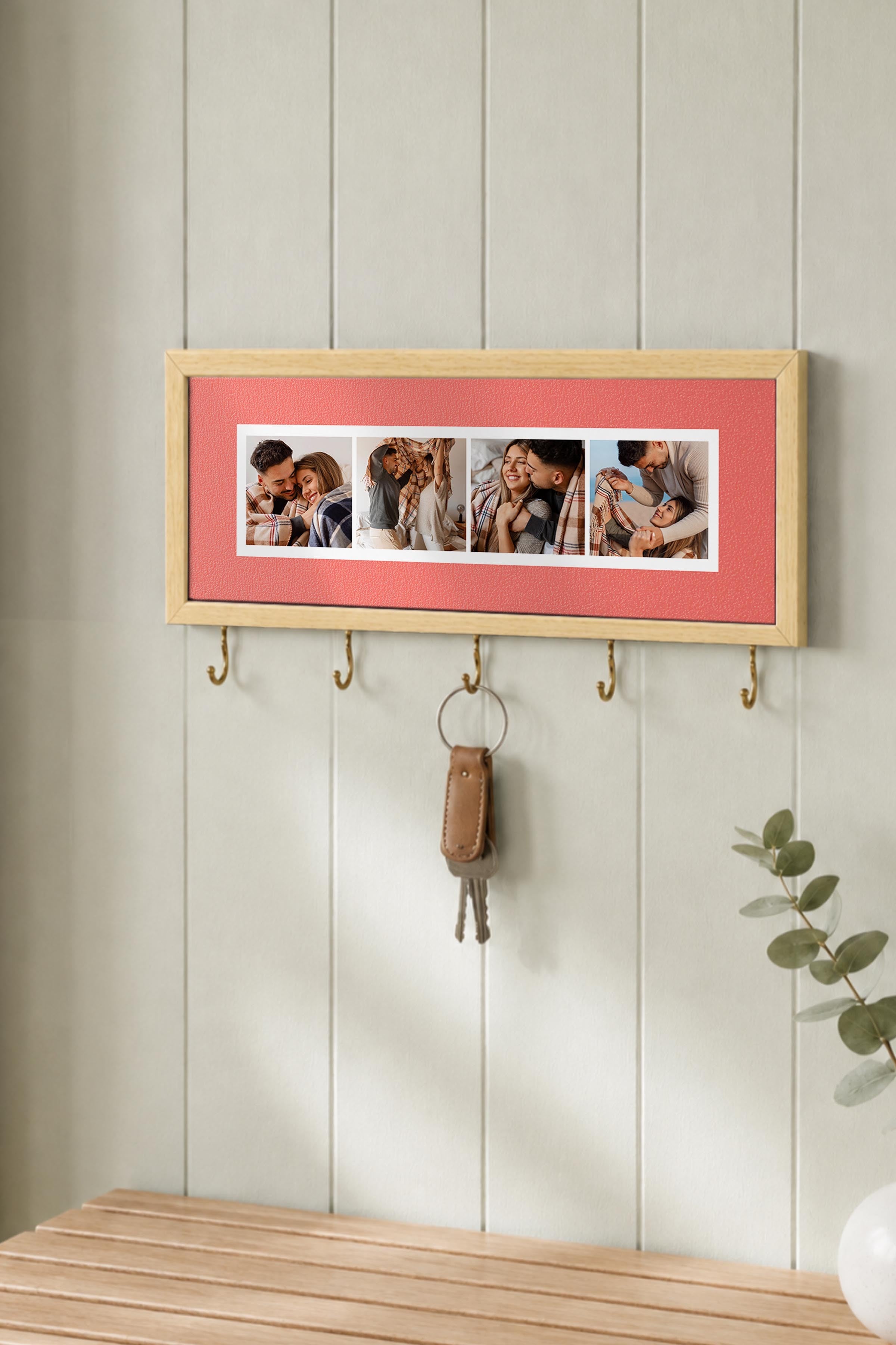 Kişiye Özel Tablo Anahtarlık, Photobooth Stili Bej Fotoğraf Çerçevesi, Vintage Duvar Dekoru
