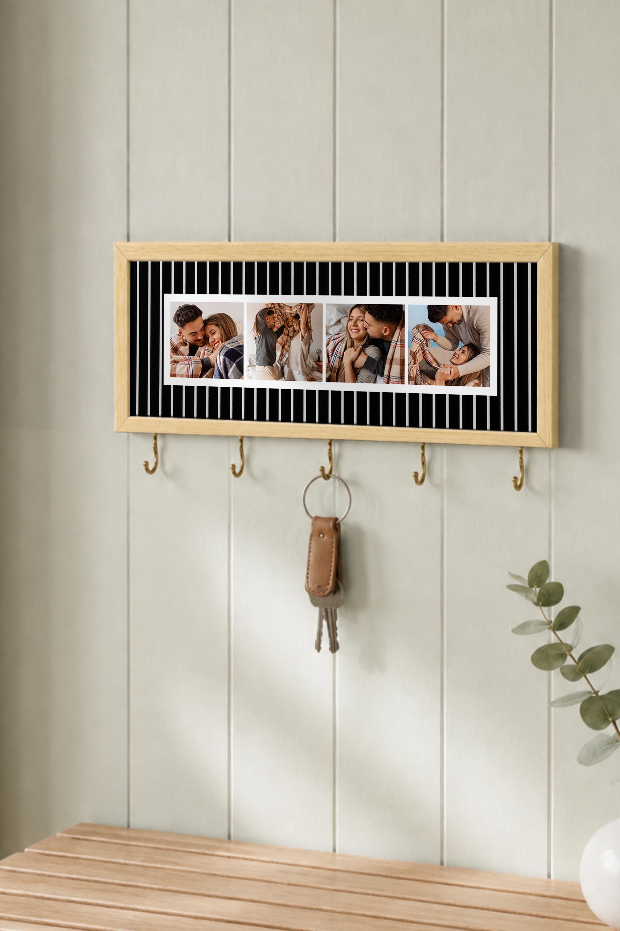 Kişiye Özel Tablo Anahtarlık, Photobooth Stili Bej Fotoğraf Çerçevesi, Vintage Duvar Dekoru