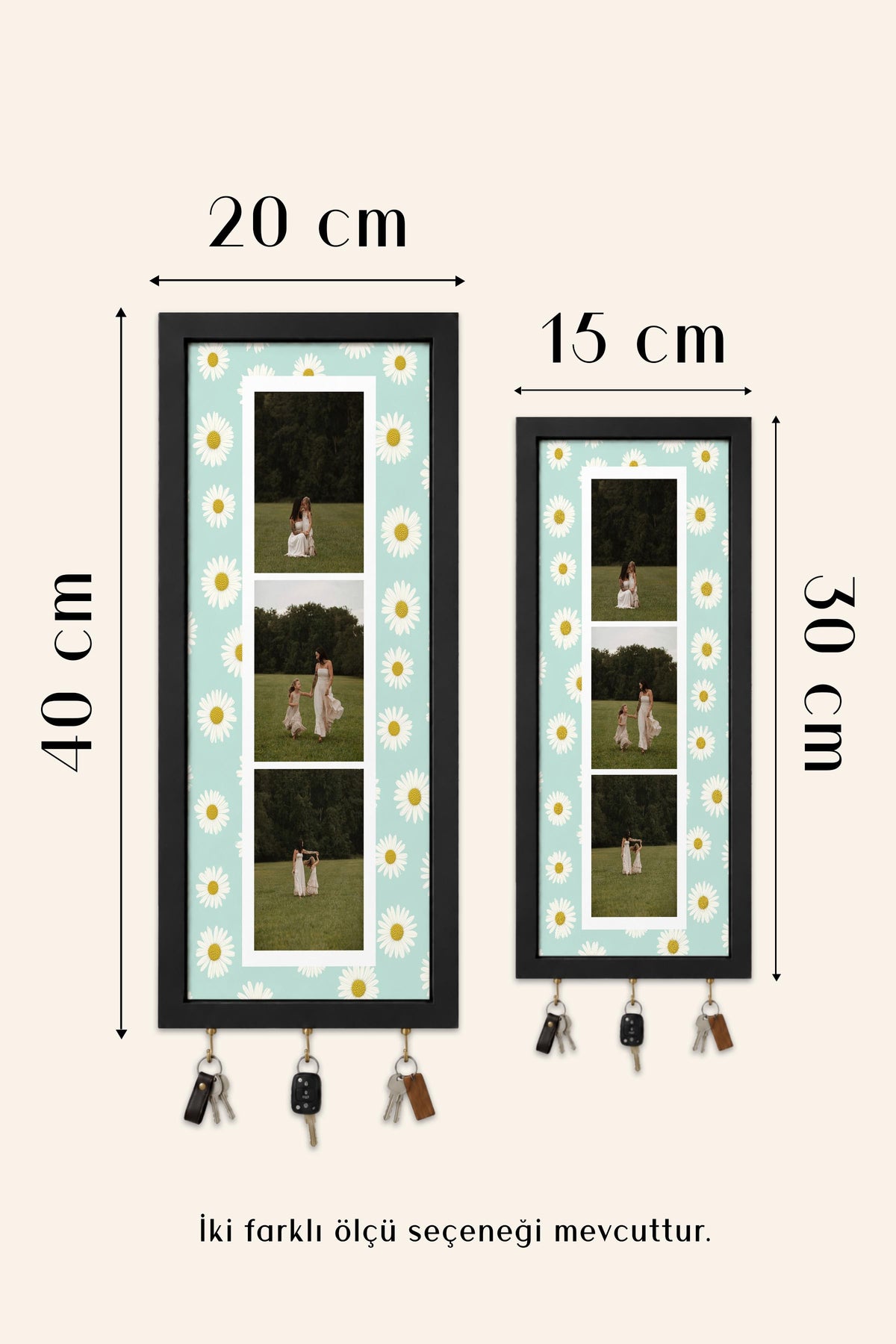 Kişiye Özel Tablo Anahtarlık, Photobooth Stili Bej Fotoğraf Çerçevesi, Vintage Duvar Dekoru