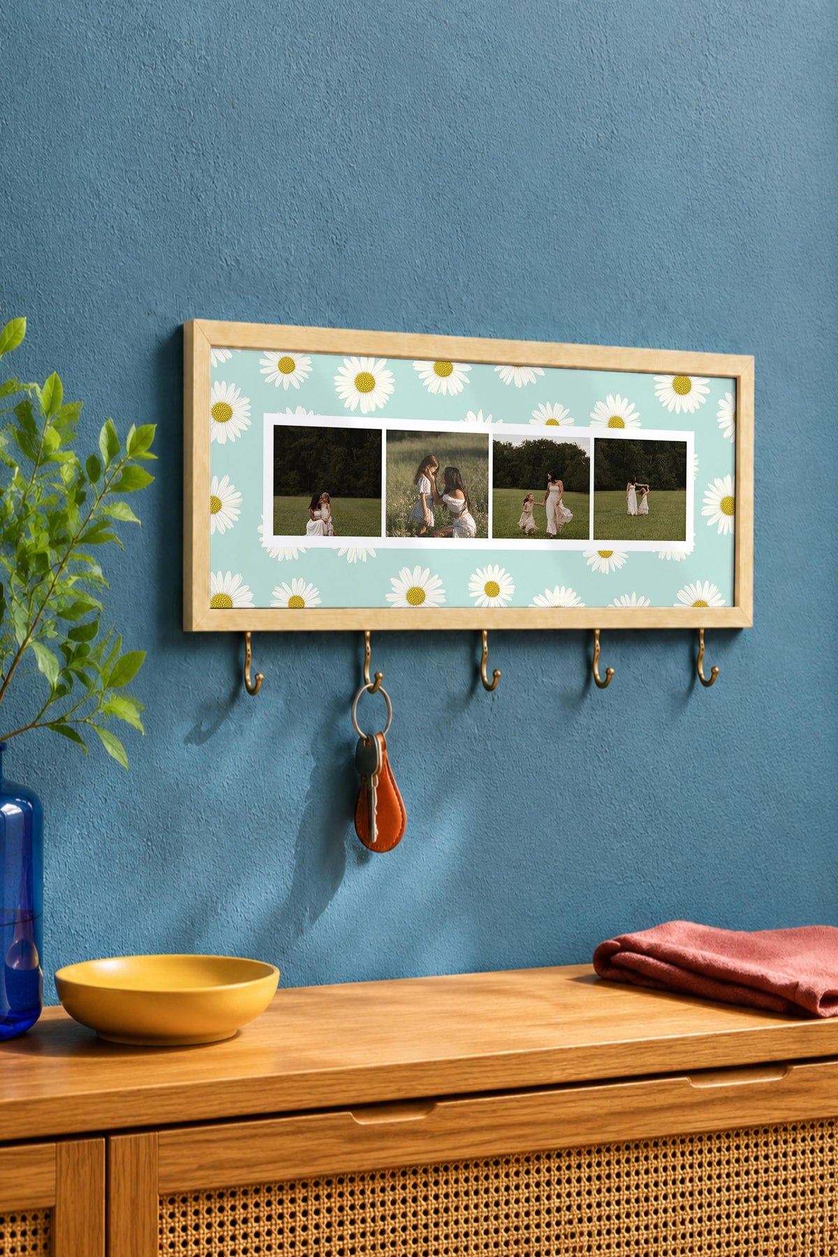 Kişiye Özel Tablo Anahtarlık, Photobooth Stili Bej Fotoğraf Çerçevesi, Vintage Duvar Dekoru