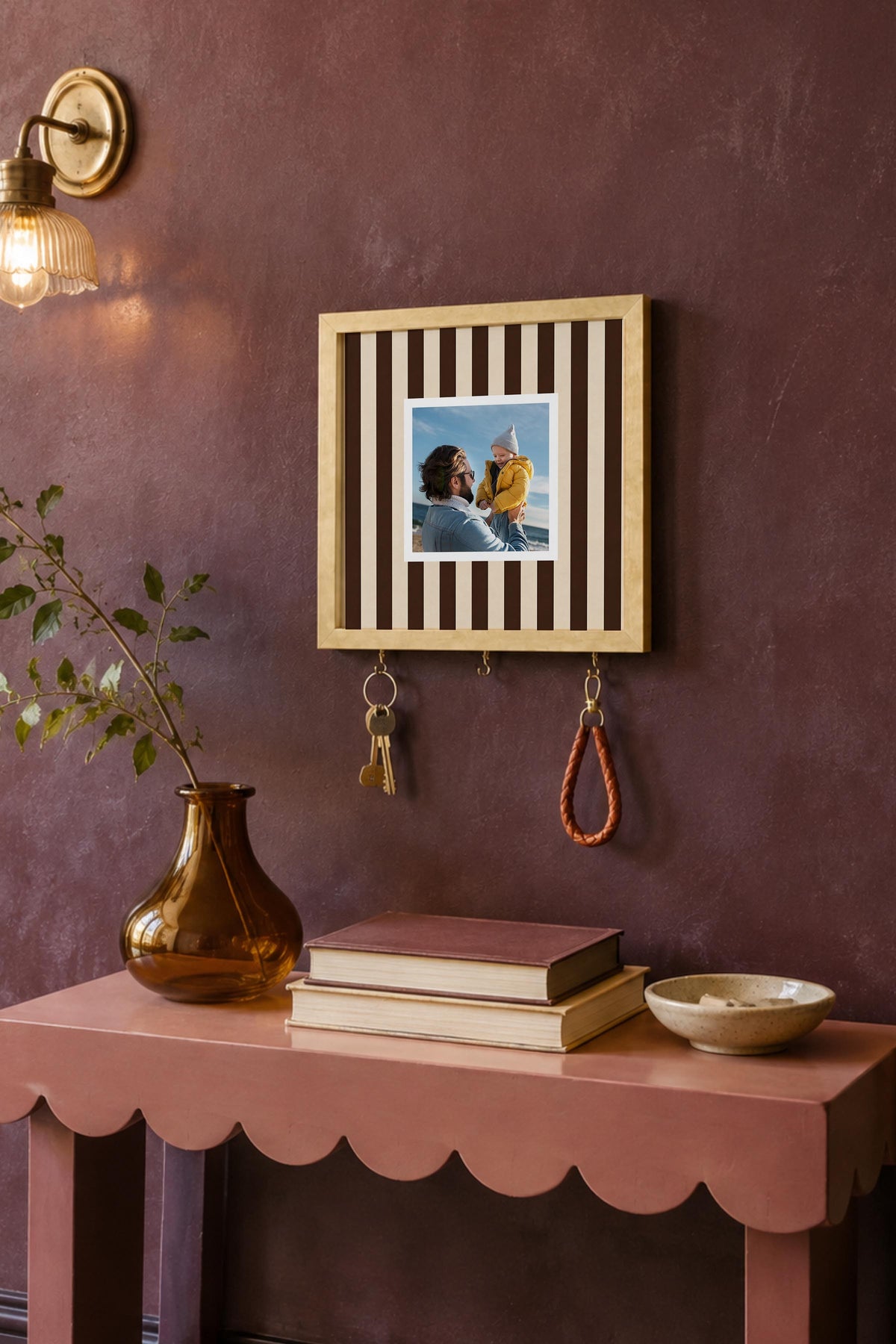 Kişiye Özel Tablo Anahtarlık, Photobooth Stili Bej Fotoğraf Çerçevesi, Vintage Duvar Dekoru