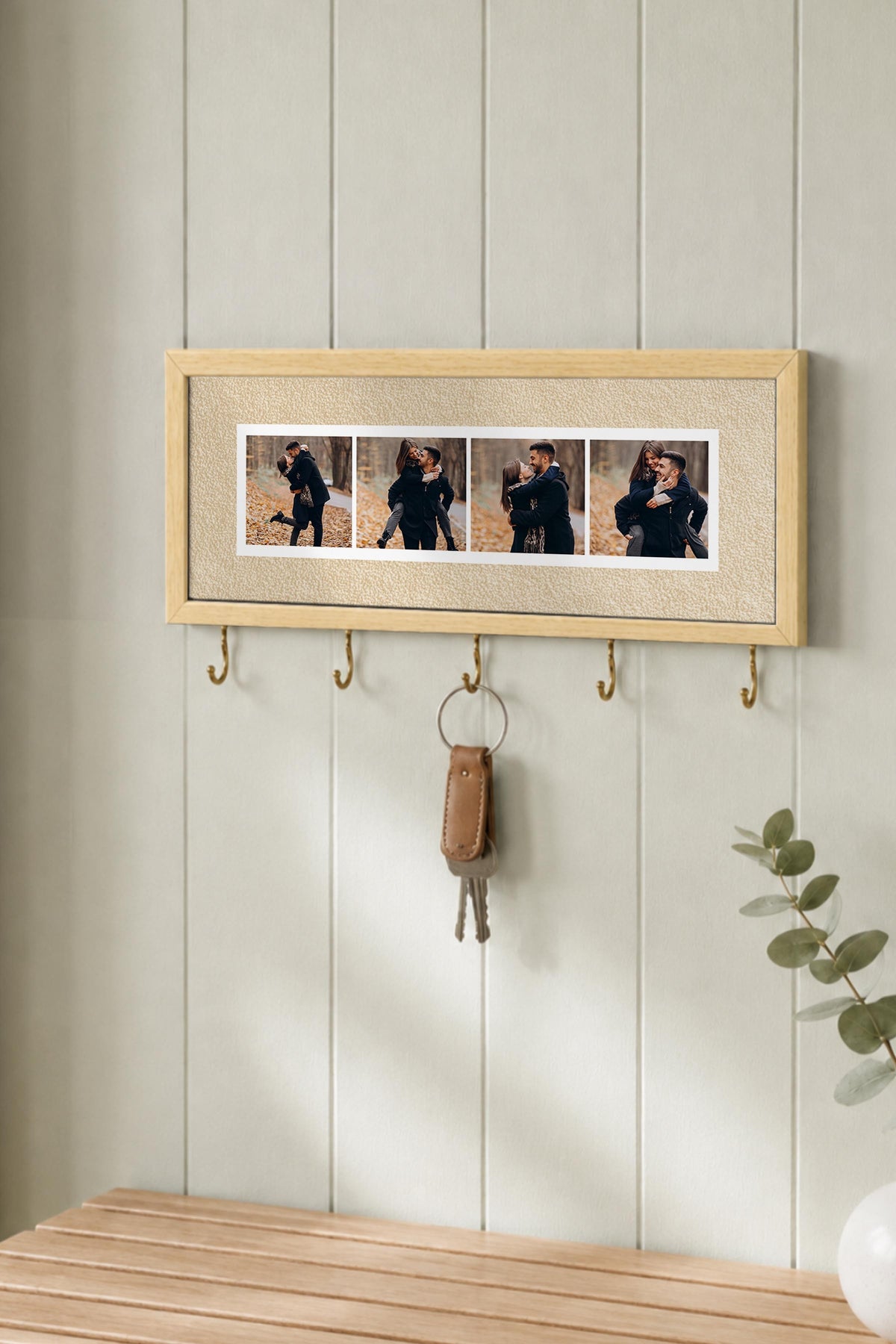 Kişiye Özel Tablo Anahtarlık, Photobooth Stili Bej Fotoğraf Çerçevesi, Vintage Duvar Dekoru