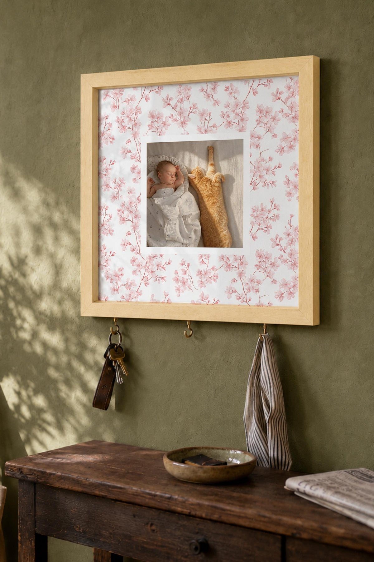 Kişiye Özel Tablo Anahtarlık, Photobooth Stili Bej Fotoğraf Çerçevesi, Vintage Duvar Dekoru