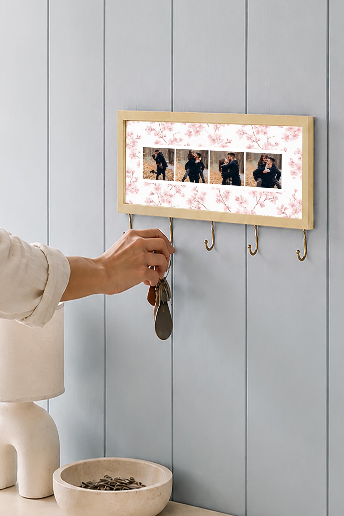 Kişiye Özel Tablo Anahtarlık, Photobooth Stili Bej Fotoğraf Çerçevesi, Vintage Duvar Dekoru
