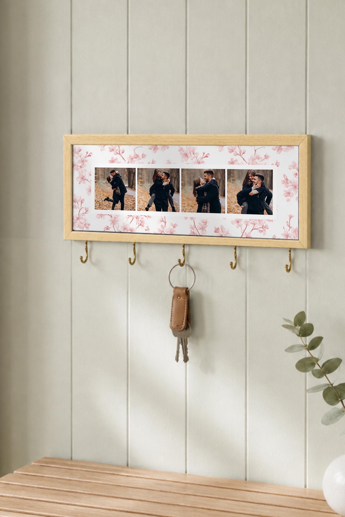 Kişiye Özel Tablo Anahtarlık, Photobooth Stili Bej Fotoğraf Çerçevesi, Vintage Duvar Dekoru