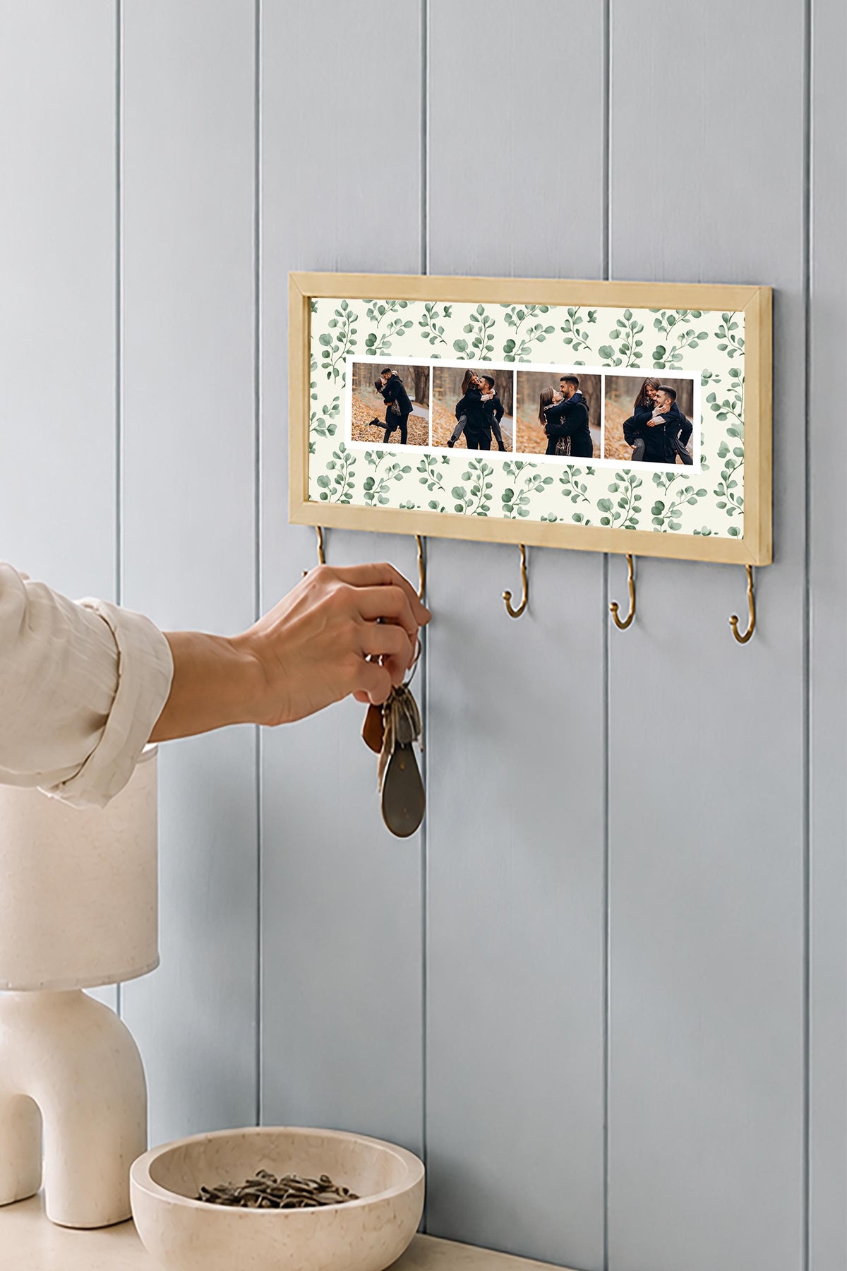Kişiye Özel Tablo Anahtarlık, Photobooth Stili Bej Fotoğraf Çerçevesi, Vintage Duvar Dekoru