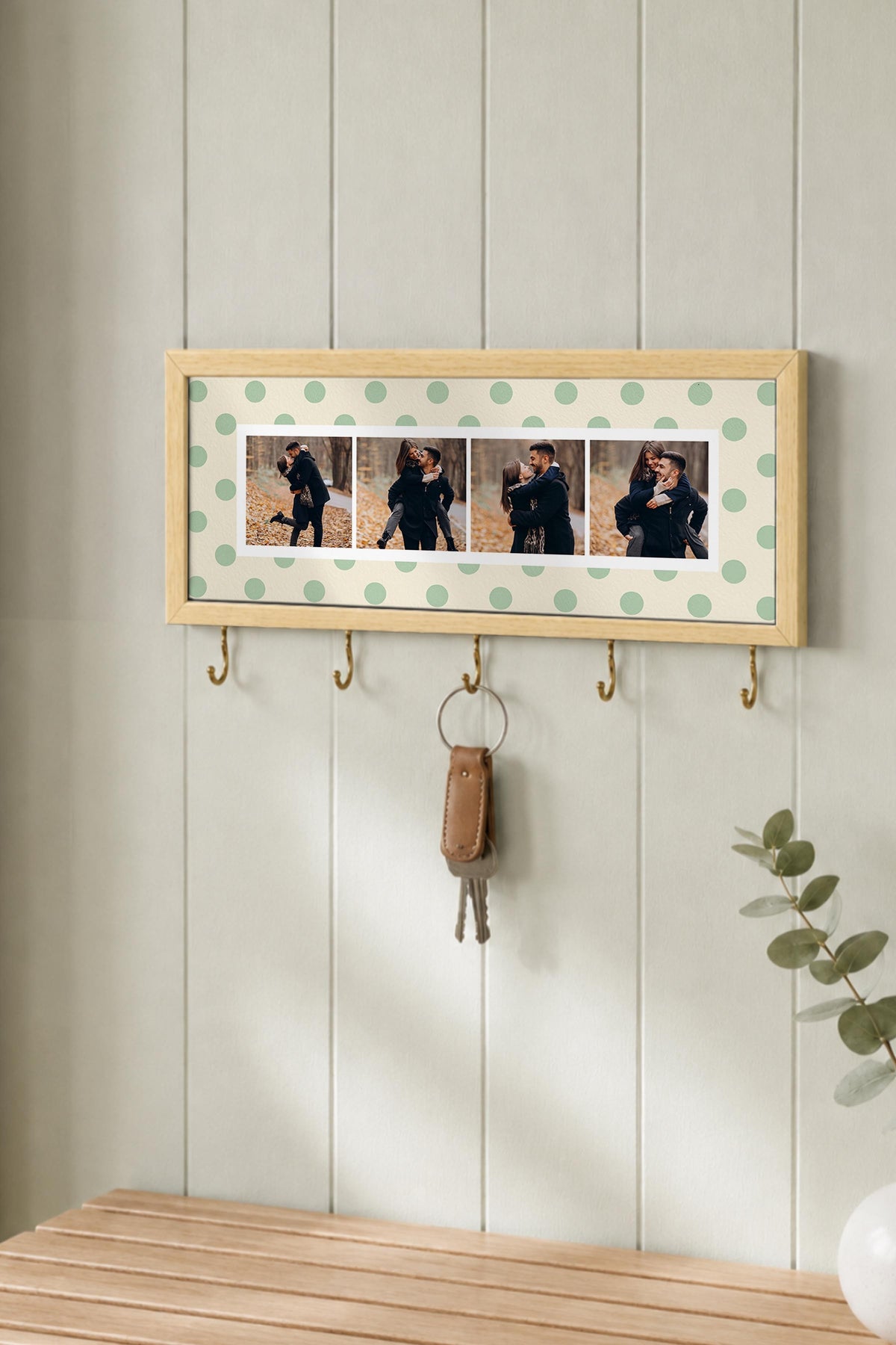 Kişiye Özel Tablo Anahtarlık, Photobooth Stili Bej Fotoğraf Çerçevesi, Vintage Duvar Dekoru