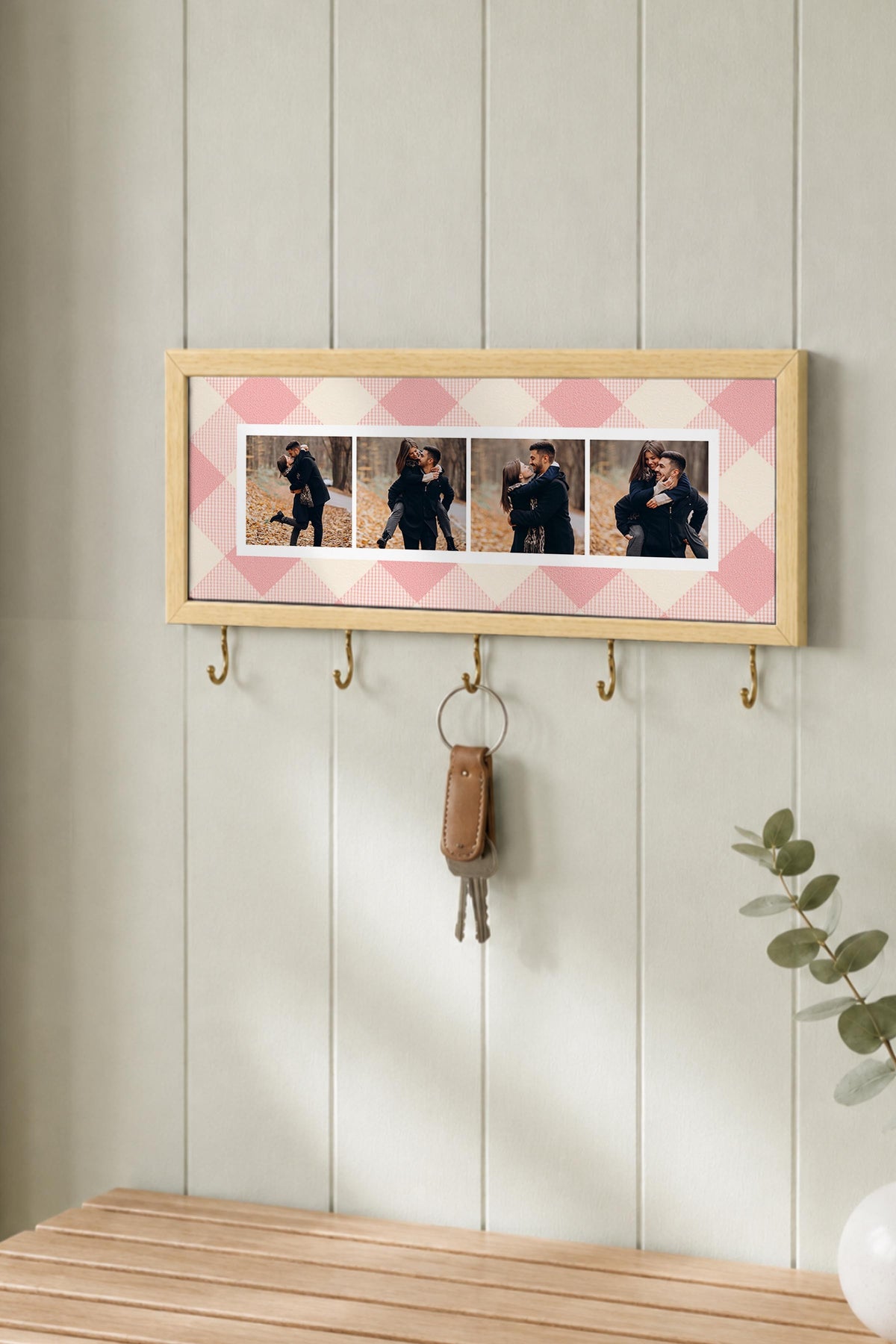 Kişiye Özel Tablo Anahtarlık, Photobooth Stili Bej Fotoğraf Çerçevesi, Vintage Duvar Dekoru