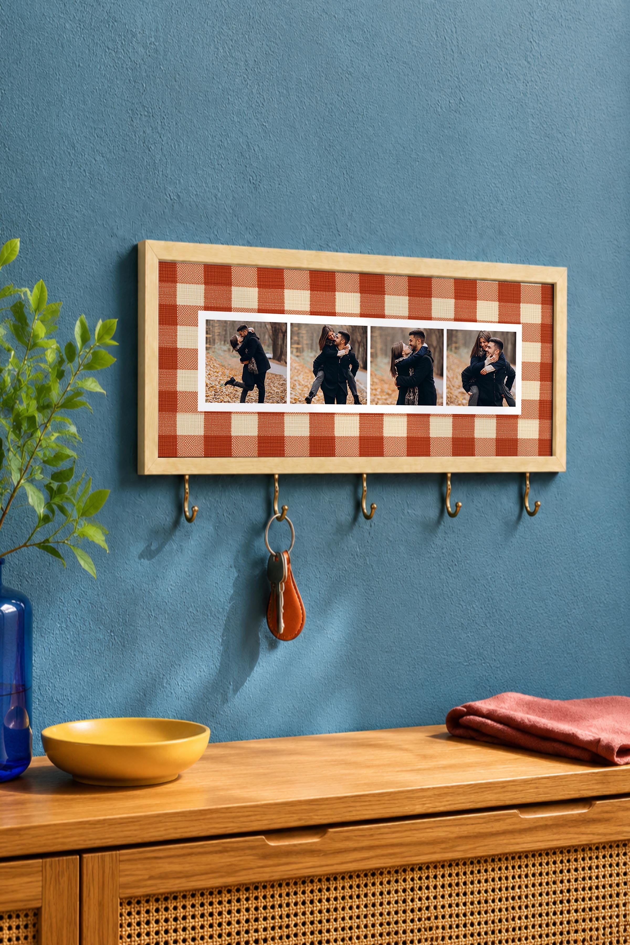 Kişiye Özel Tablo Anahtarlık, Photobooth Stili Bej Fotoğraf Çerçevesi, Vintage Duvar Dekoru
