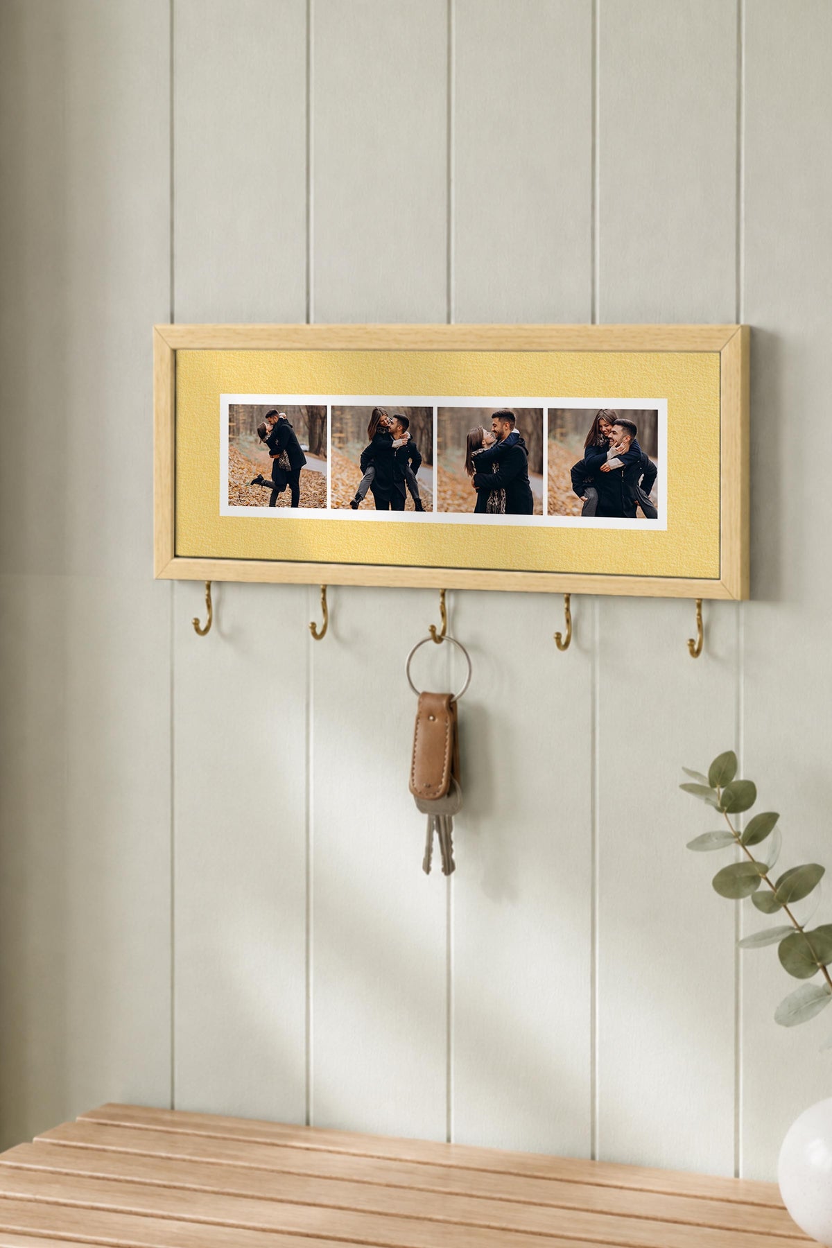 Kişiye Özel Tablo Anahtarlık, Photobooth Stili Bej Fotoğraf Çerçevesi, Vintage Duvar Dekoru