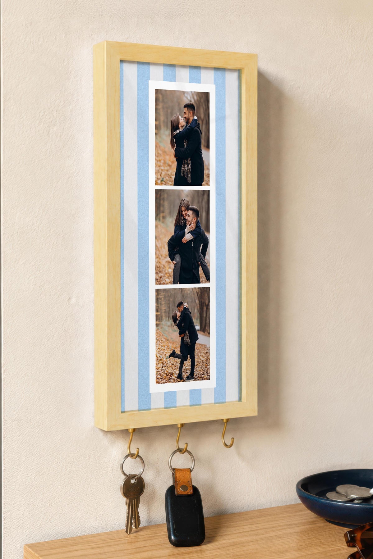 Kişiye Özel Tablo Anahtarlık, Photobooth Stili Bej Fotoğraf Çerçevesi, Vintage Duvar Dekoru