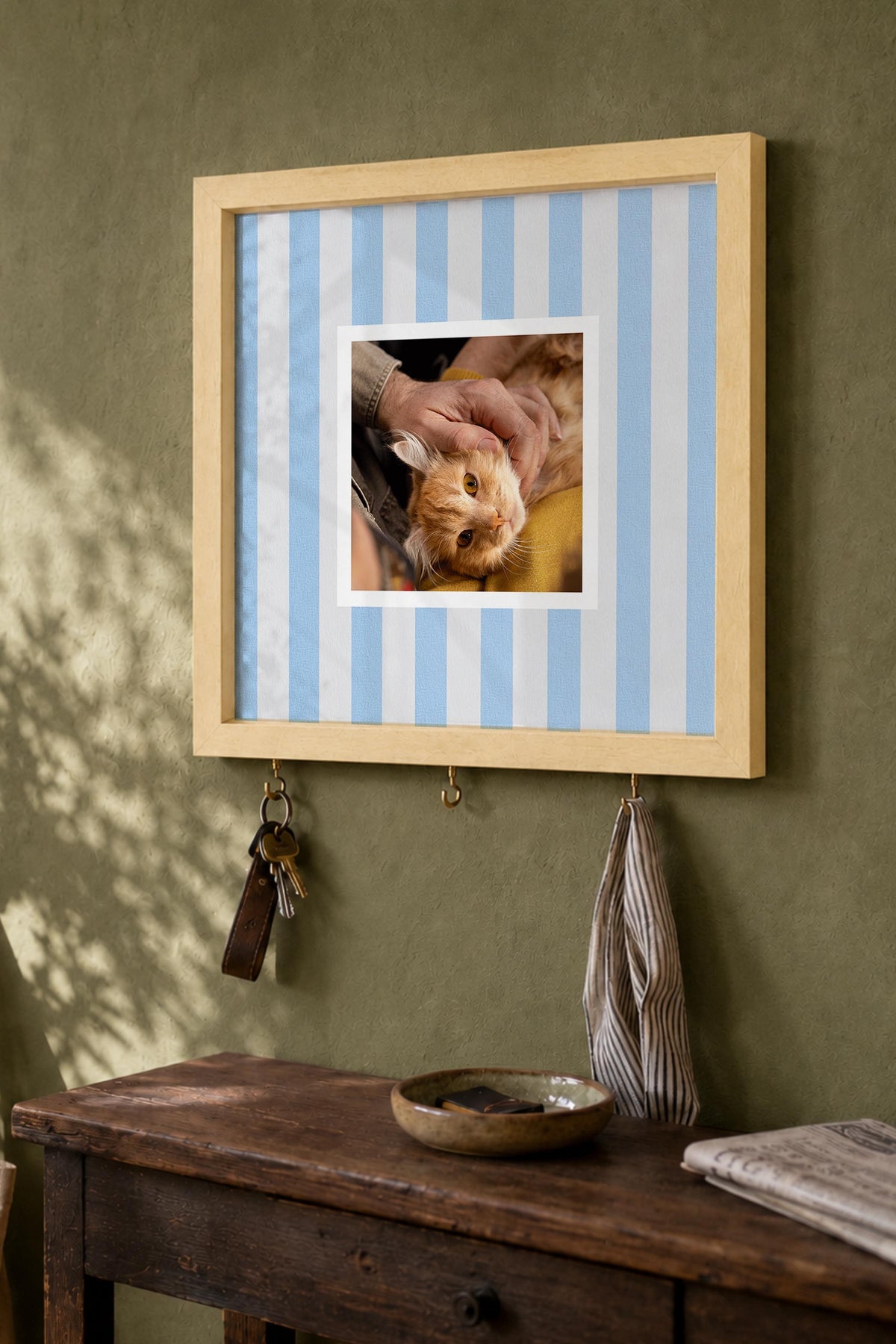 Kişiye Özel Tablo Anahtarlık, Photobooth Stili Bej Fotoğraf Çerçevesi, Vintage Duvar Dekoru