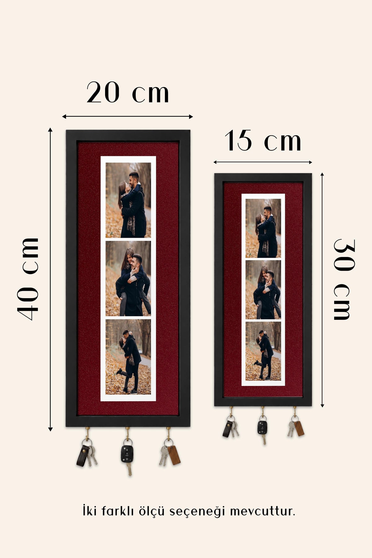 Kişiye Özel Tablo Anahtarlık, Photobooth Stili Bej Fotoğraf Çerçevesi, Vintage Duvar Dekoru