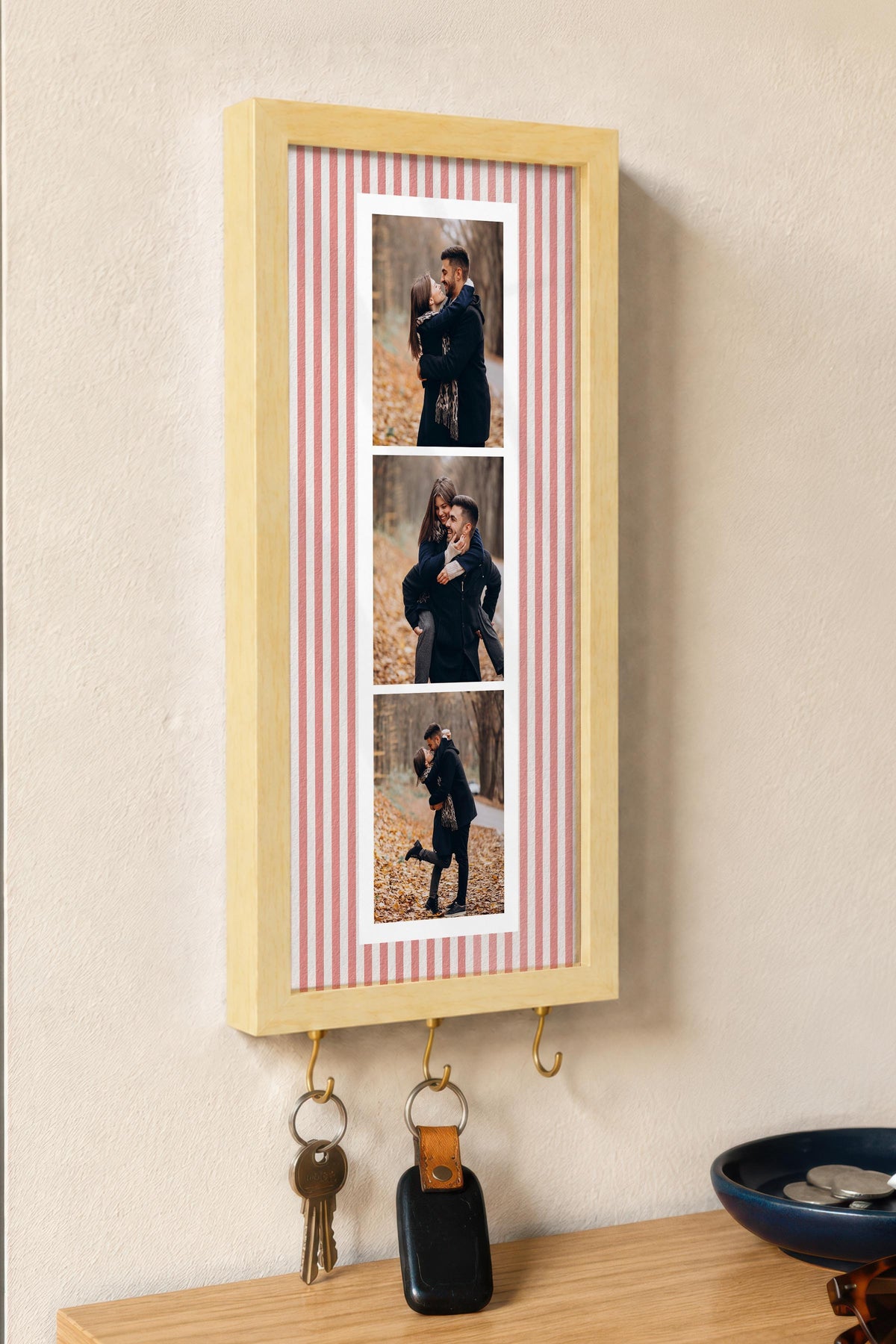 Kişiye Özel Tablo Anahtarlık, Photobooth Stili Bej Fotoğraf Çerçevesi, Vintage Duvar Dekoru