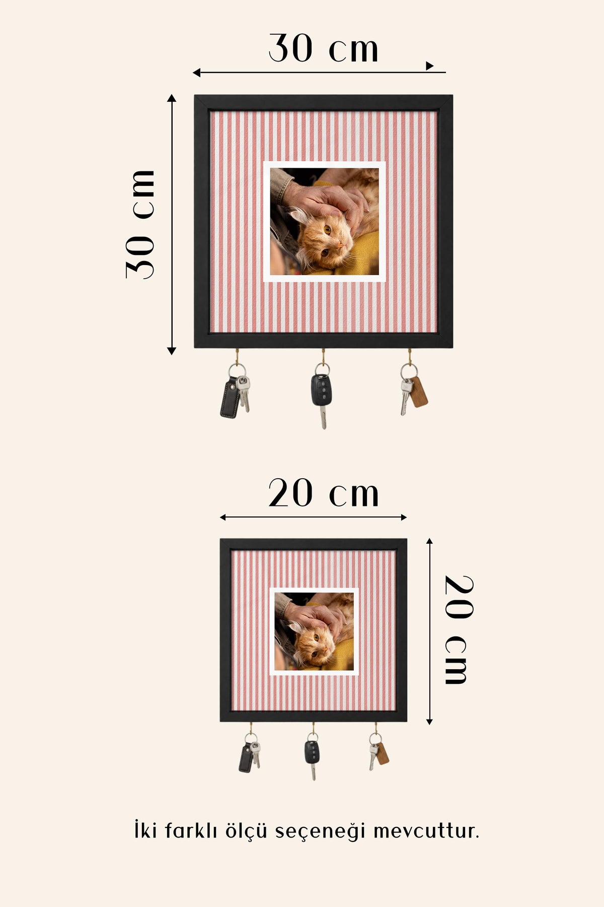 Kişiye Özel Tablo Anahtarlık, Photobooth Stili Bej Fotoğraf Çerçevesi, Vintage Duvar Dekoru