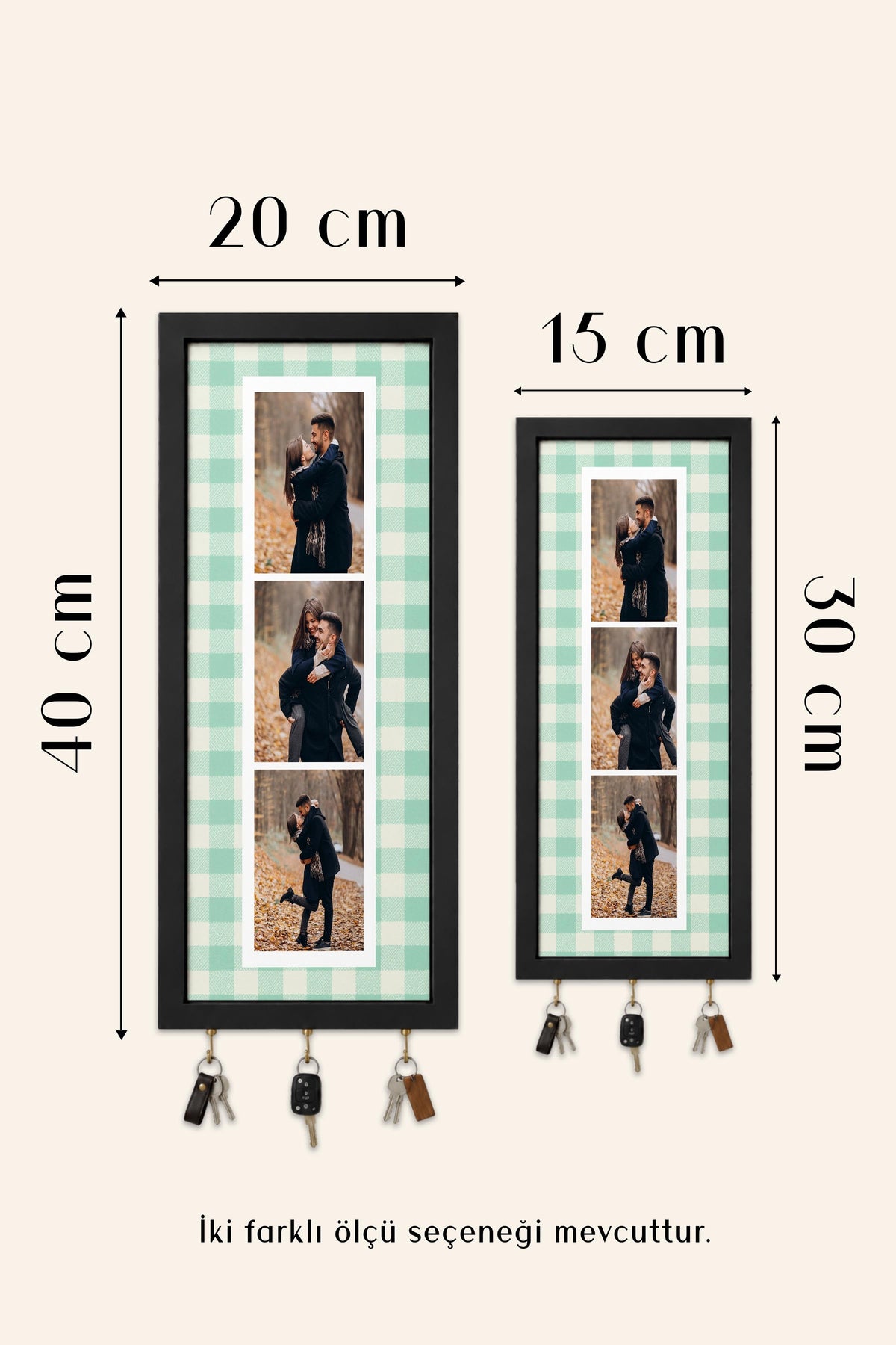 Kişiye Özel Tablo Anahtarlık, Photobooth Stili Bej Fotoğraf Çerçevesi, Vintage Duvar Dekoru