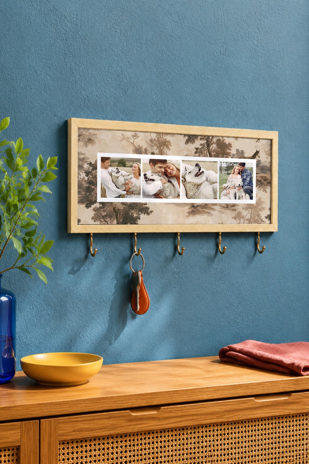 Kişiye Özel Tablo Anahtarlık, Photobooth Stili Bej Fotoğraf Çerçevesi, Vintage Duvar Dekoru