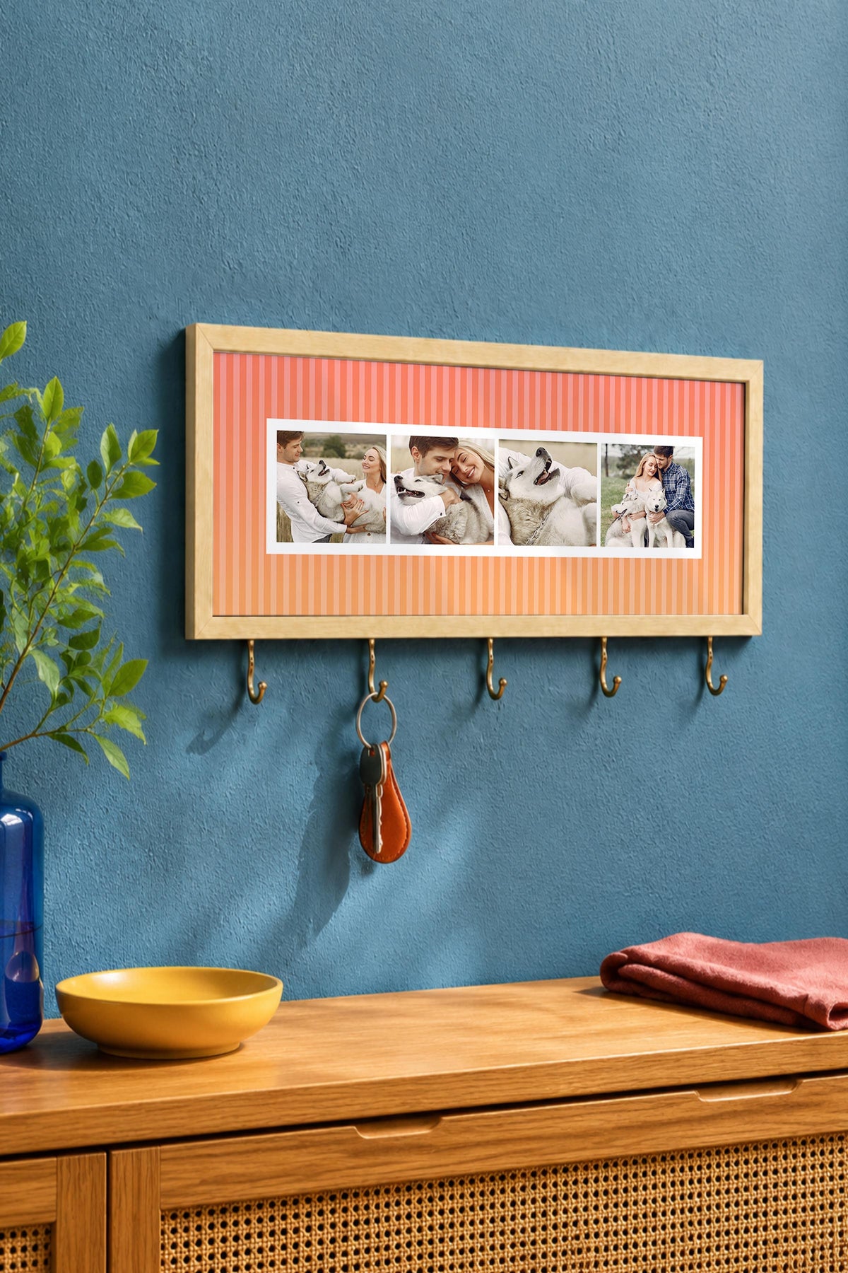 Kişiye Özel Tablo Anahtarlık, Photobooth Stili Bej Fotoğraf Çerçevesi, Vintage Duvar Dekoru