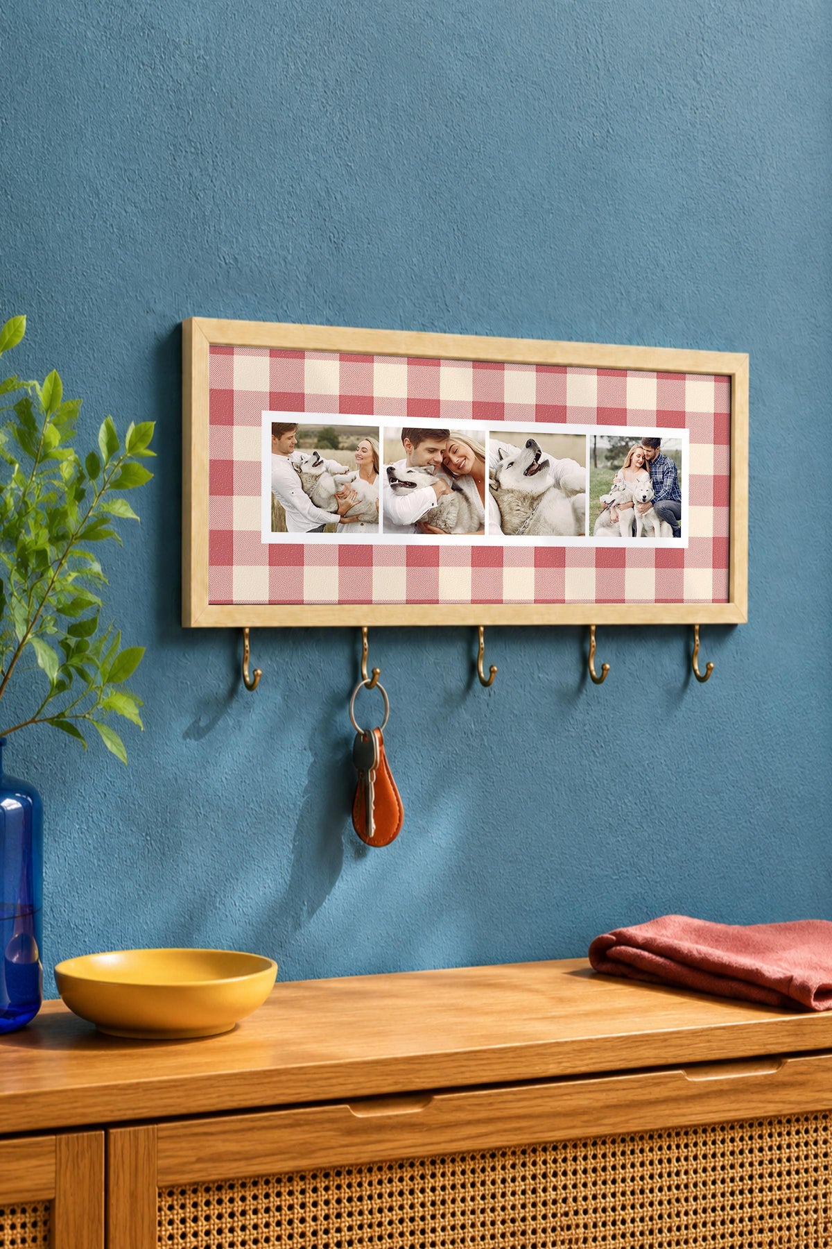 Kişiye Özel Tablo Anahtarlık, Photobooth Stili Bej Fotoğraf Çerçevesi, Vintage Duvar Dekoru