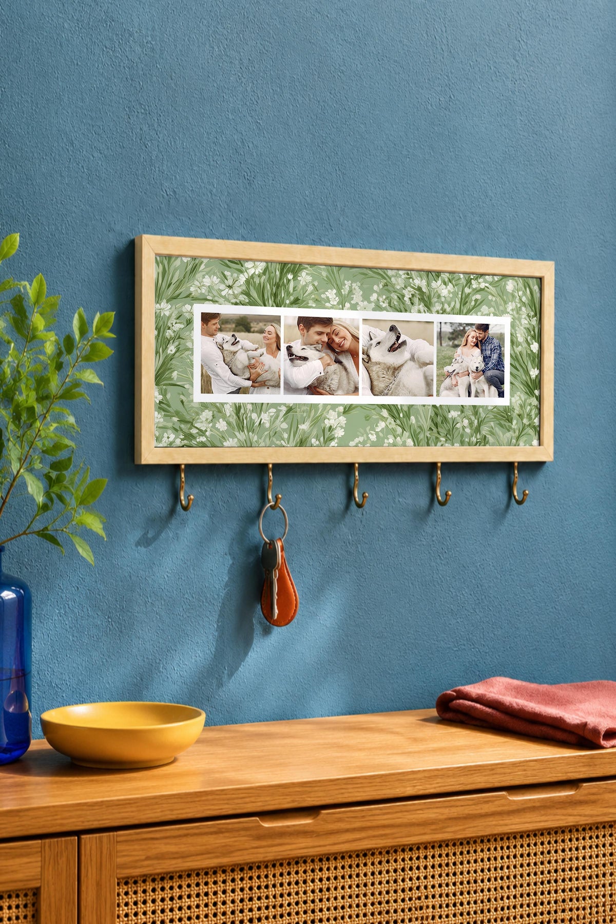 Kişiye Özel Tablo Anahtarlık, Photobooth Stili Bej Fotoğraf Çerçevesi, Vintage Duvar Dekoru