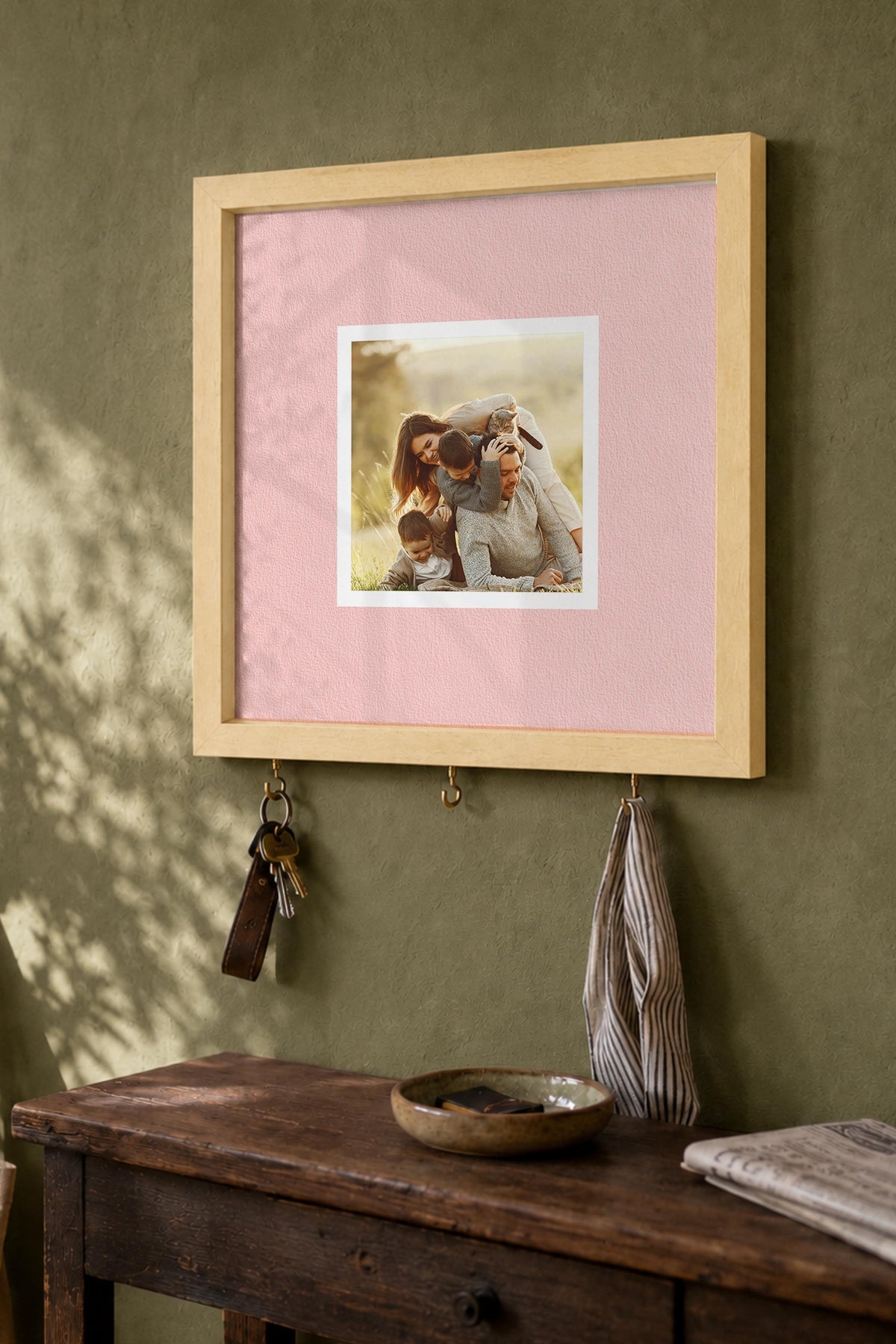 Kişiye Özel Tablo Anahtarlık, Photobooth Stili Bej Fotoğraf Çerçevesi, Vintage Duvar Dekoru
