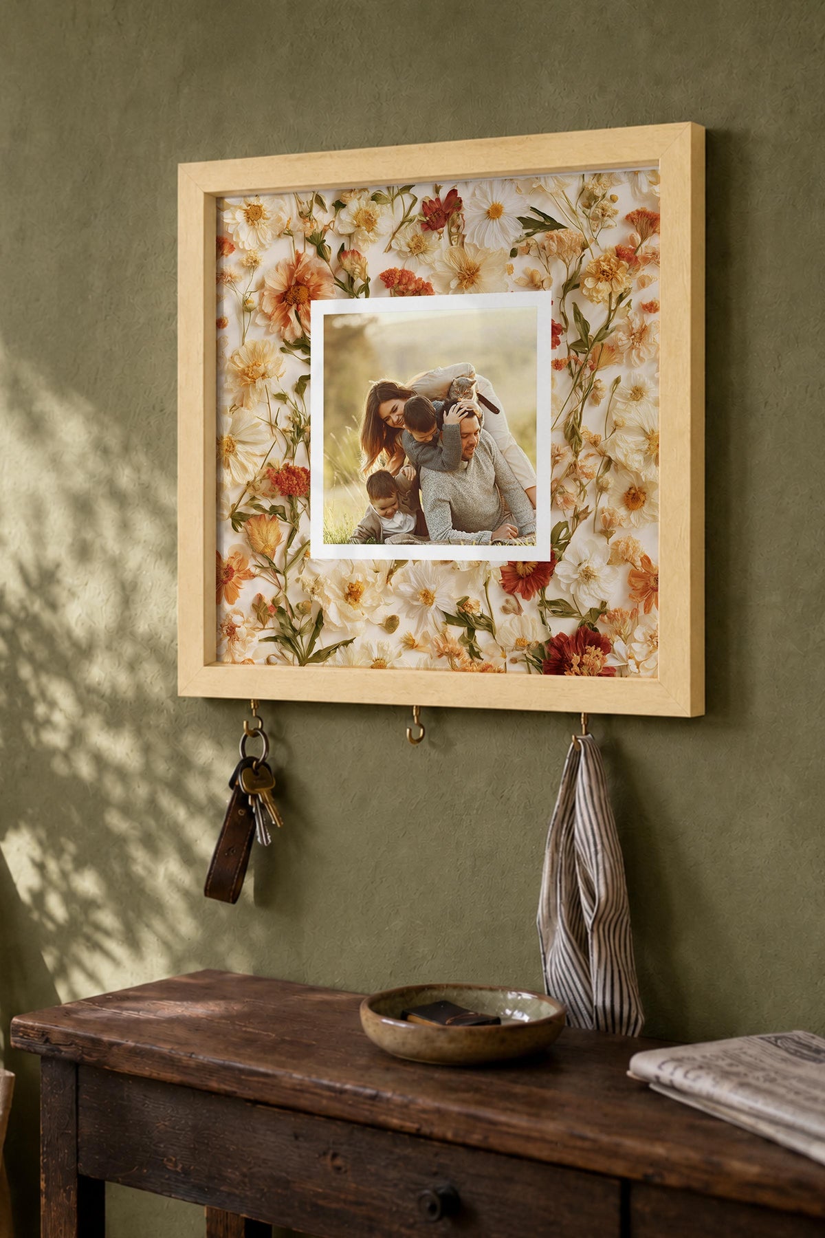 Kişiye Özel Tablo Anahtarlık, Photobooth Stili Bej Fotoğraf Çerçevesi, Vintage Duvar Dekoru