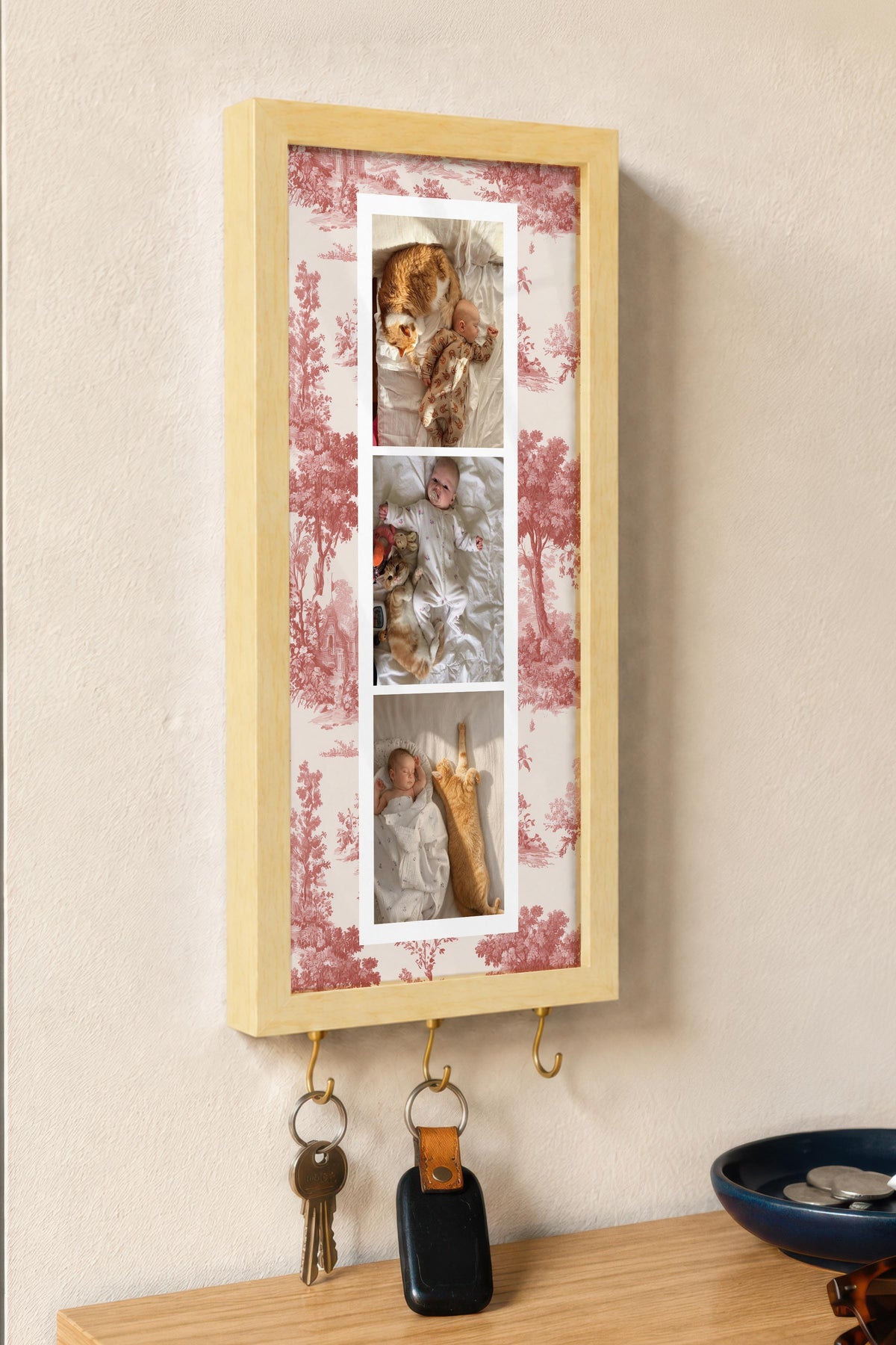Kişiye Özel Tablo Anahtarlık, Photobooth Stili Bej Fotoğraf Çerçevesi, Vintage Duvar Dekoru