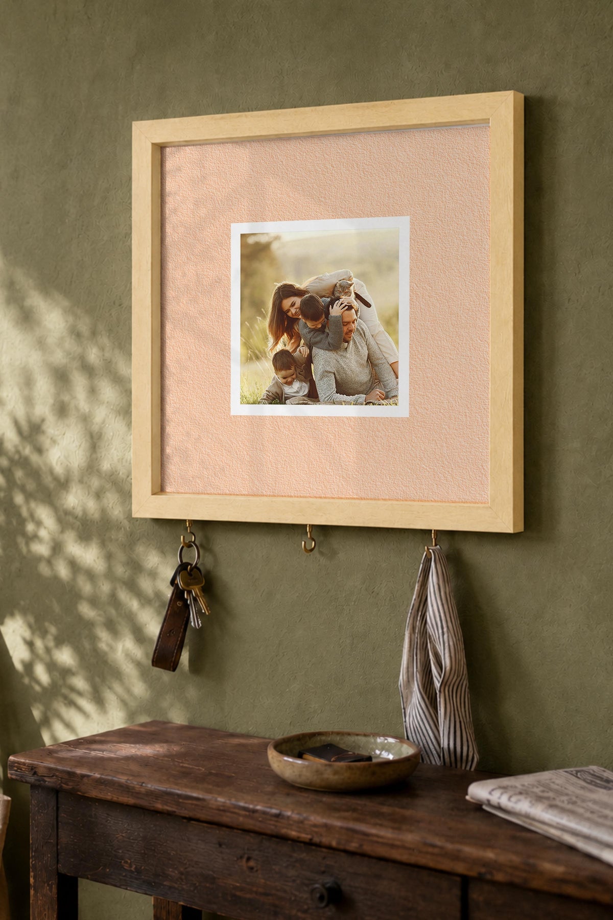 Kişiye Özel Tablo Anahtarlık, Photobooth Stili Bej Fotoğraf Çerçevesi, Vintage Duvar Dekoru