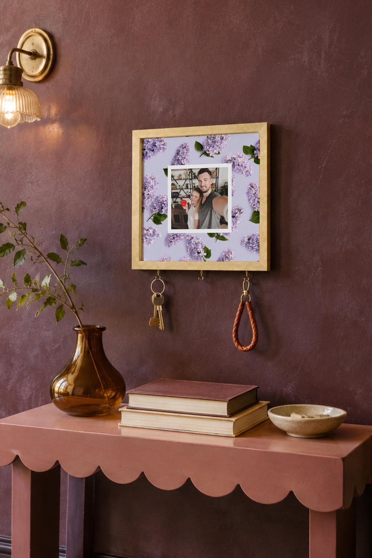 Kişiye Özel Tablo Anahtarlık, Photobooth Stili Bej Fotoğraf Çerçevesi, Vintage Duvar Dekoru