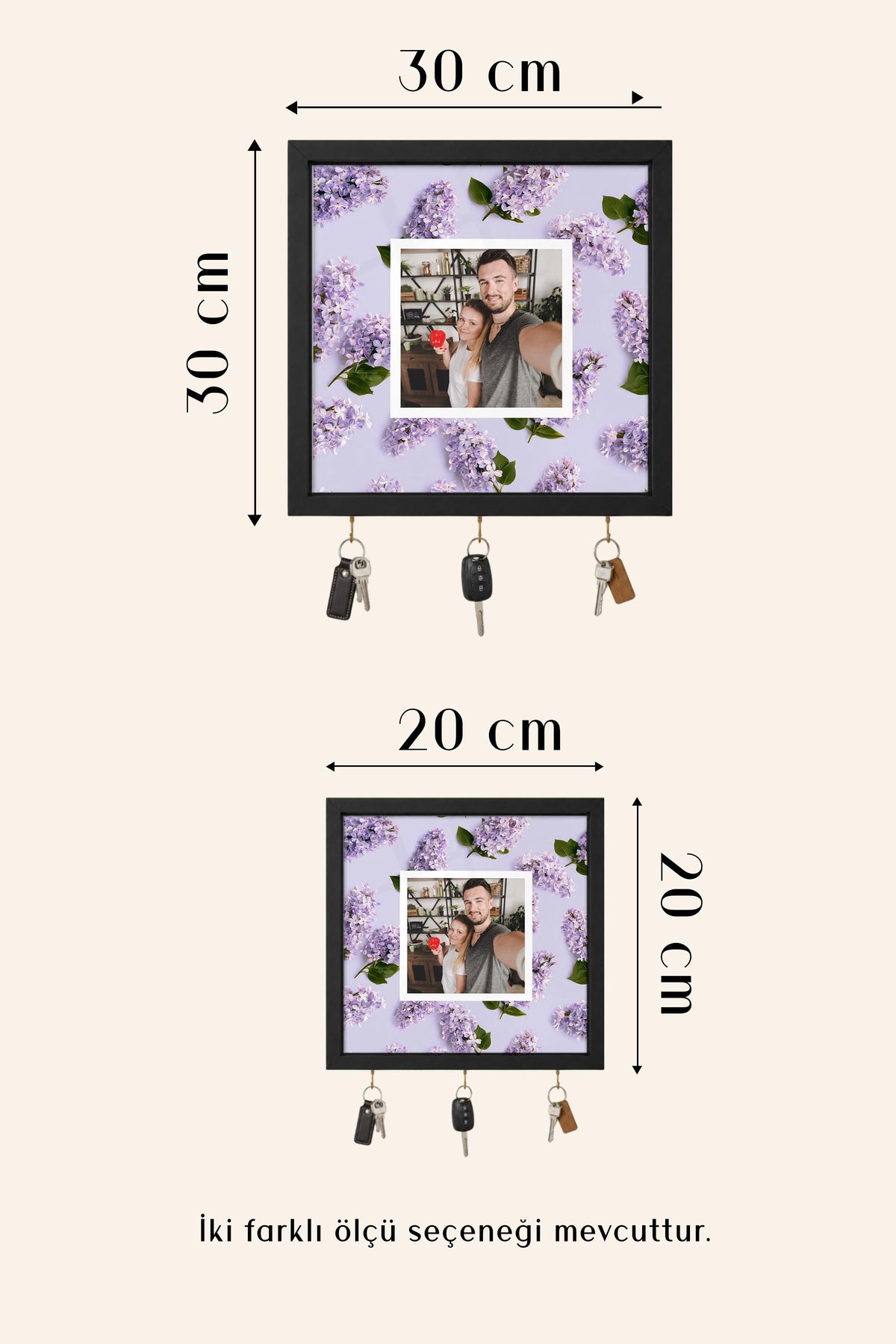 Kişiye Özel Tablo Anahtarlık, Photobooth Stili Bej Fotoğraf Çerçevesi, Vintage Duvar Dekoru