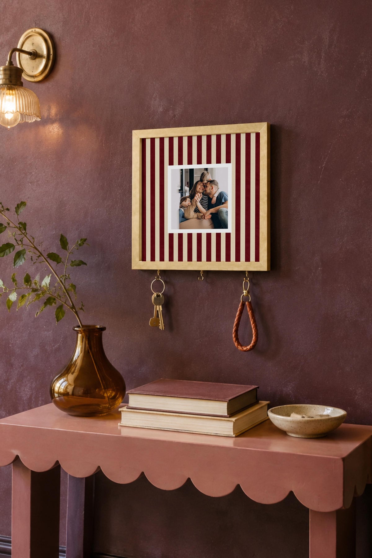 Kişiye Özel Tablo Anahtarlık, Photobooth Stili Bej Fotoğraf Çerçevesi, Vintage Duvar Dekoru
