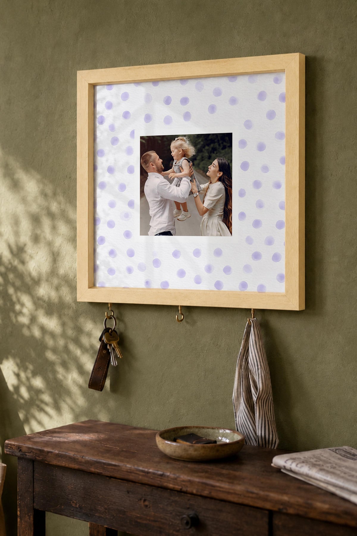 Kişiye Özel Tablo Anahtarlık, Photobooth Stili Bej Fotoğraf Çerçevesi, Vintage Duvar Dekoru
