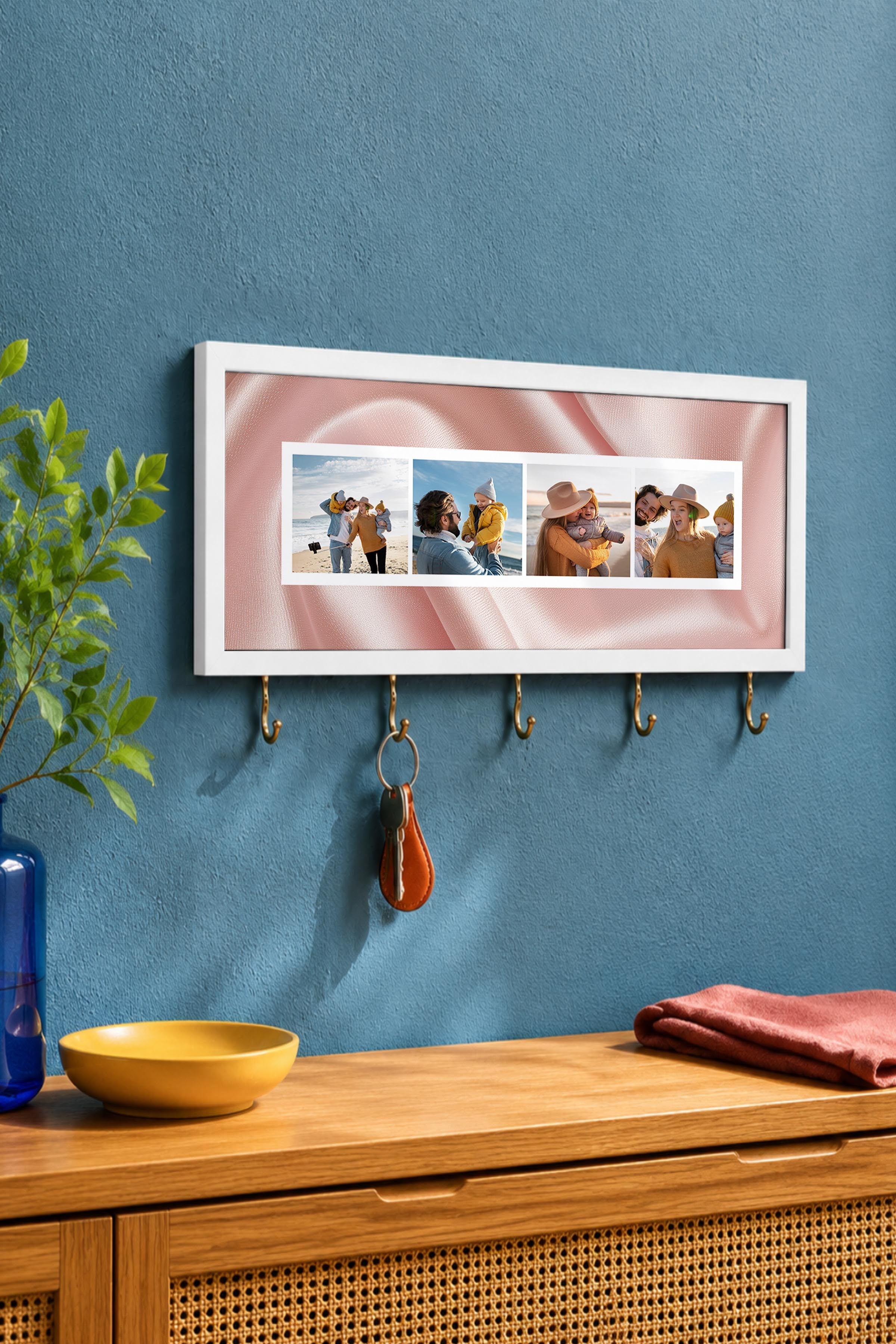 Kişiye Özel Tablo Anahtarlık, Photobooth Stili Beyaz Fotoğraf Çerçevesi, Vintage Duvar Dekoru