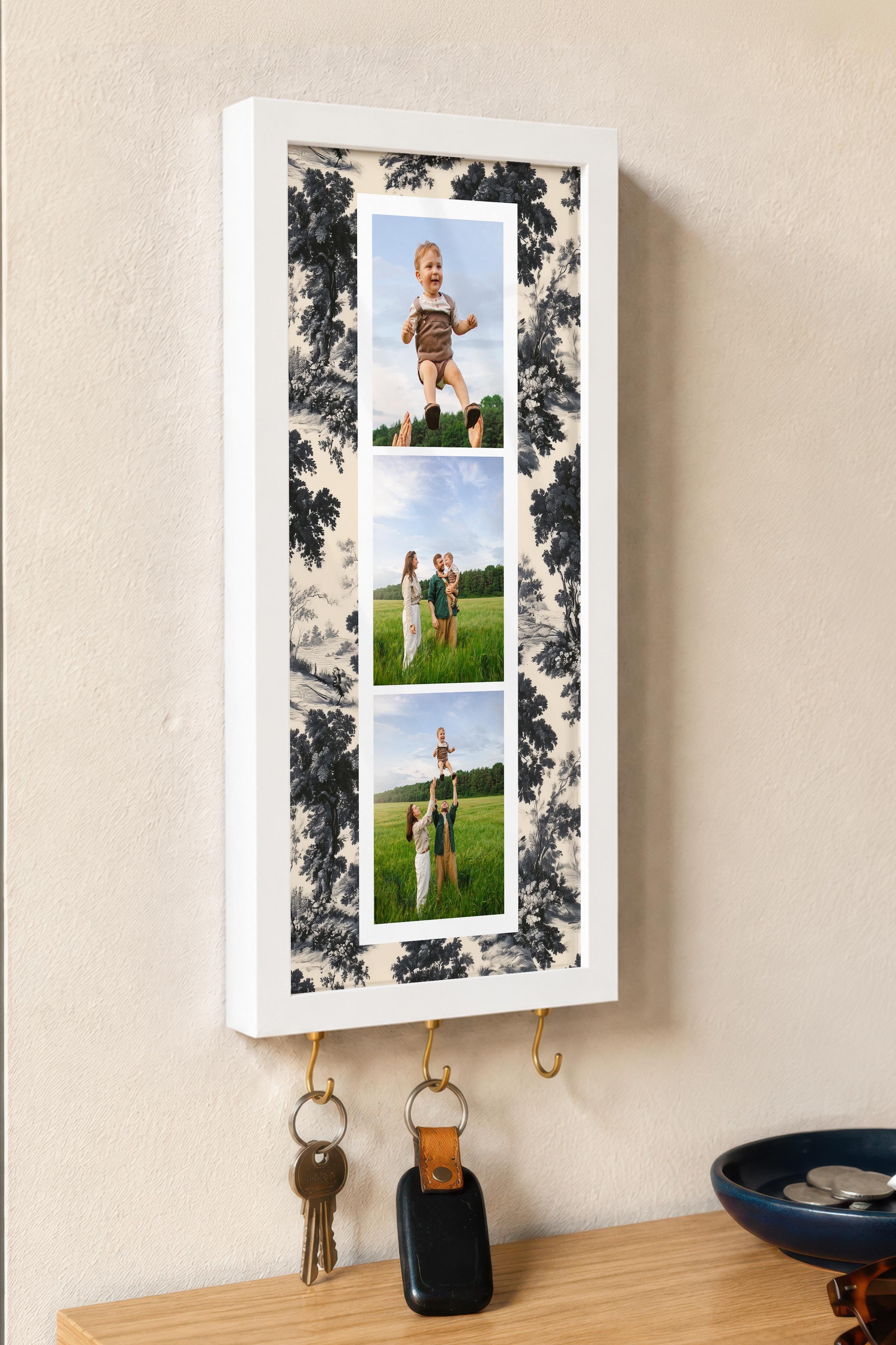 Kişiye Özel Tablo Anahtarlık, Photobooth Stili Beyaz Fotoğraf Çerçevesi, Vintage Duvar Dekoru
