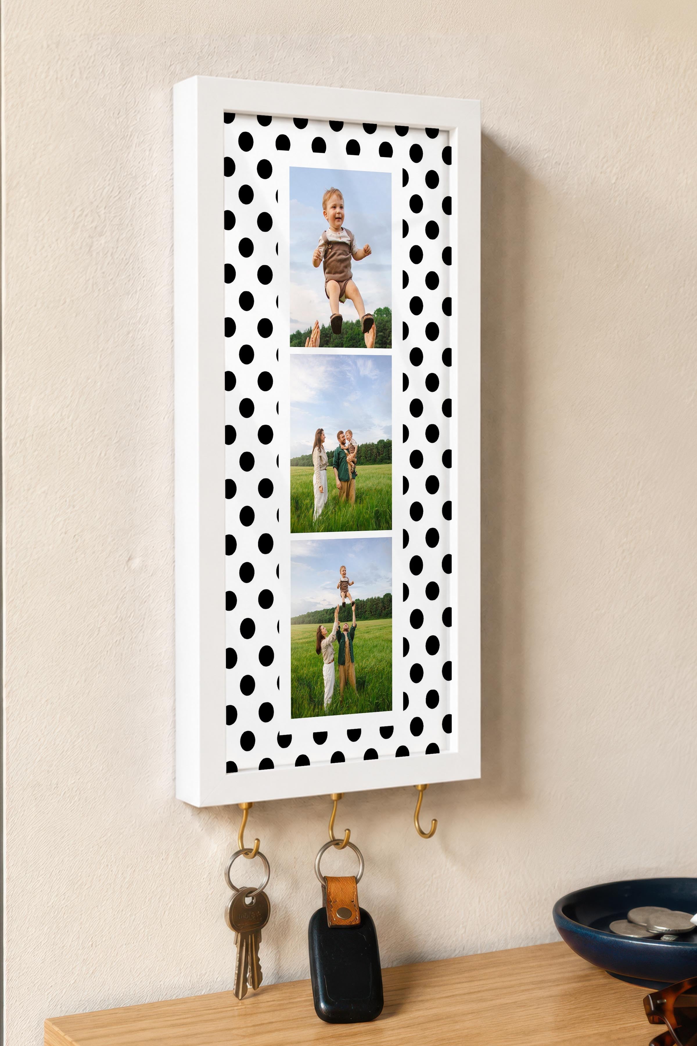 Kişiye Özel Tablo Anahtarlık, Photobooth Stili Beyaz Fotoğraf Çerçevesi, Vintage Duvar Dekoru