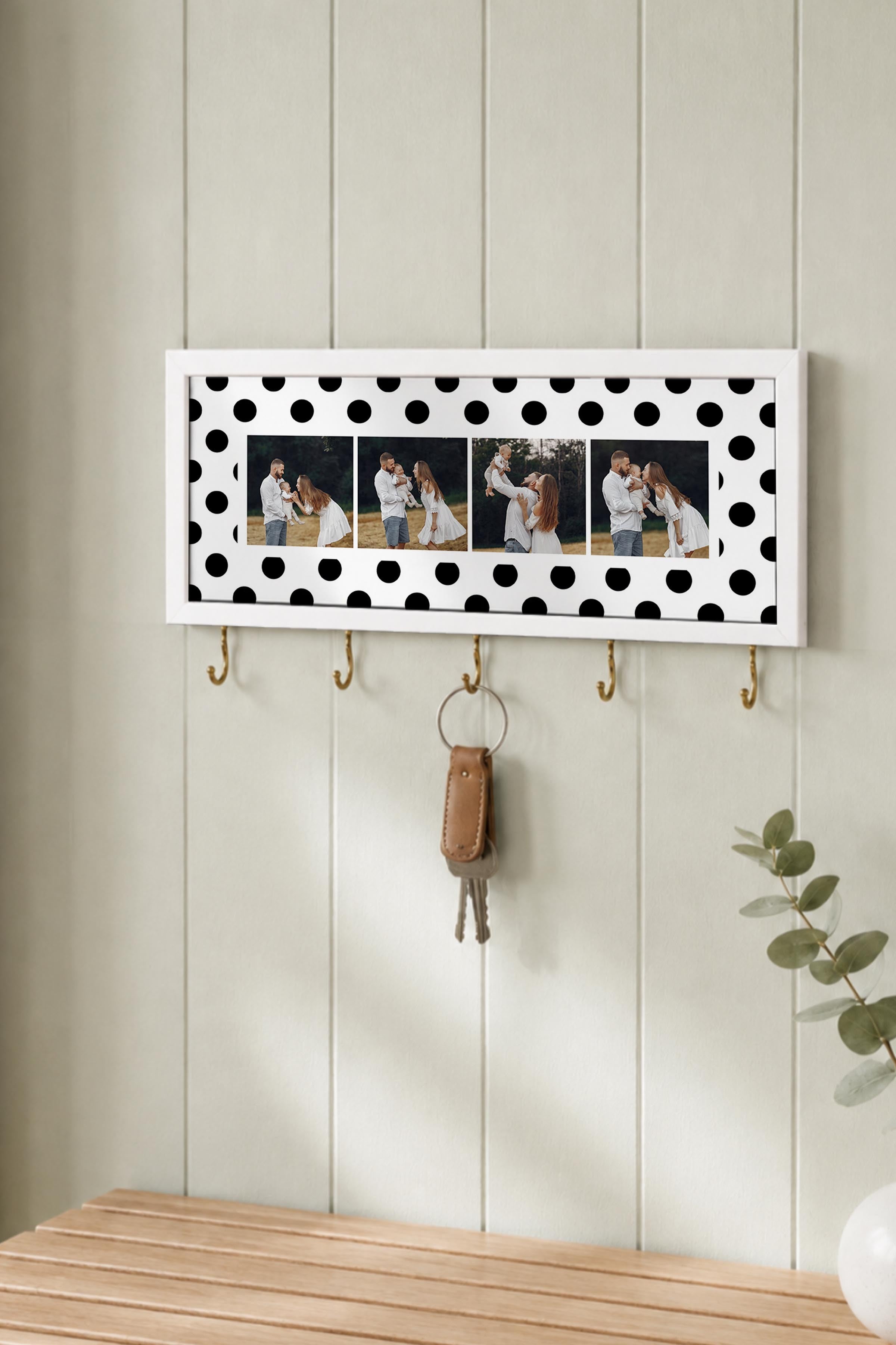 Kişiye Özel Tablo Anahtarlık, Photobooth Stili Beyaz Fotoğraf Çerçevesi, Vintage Duvar Dekoru