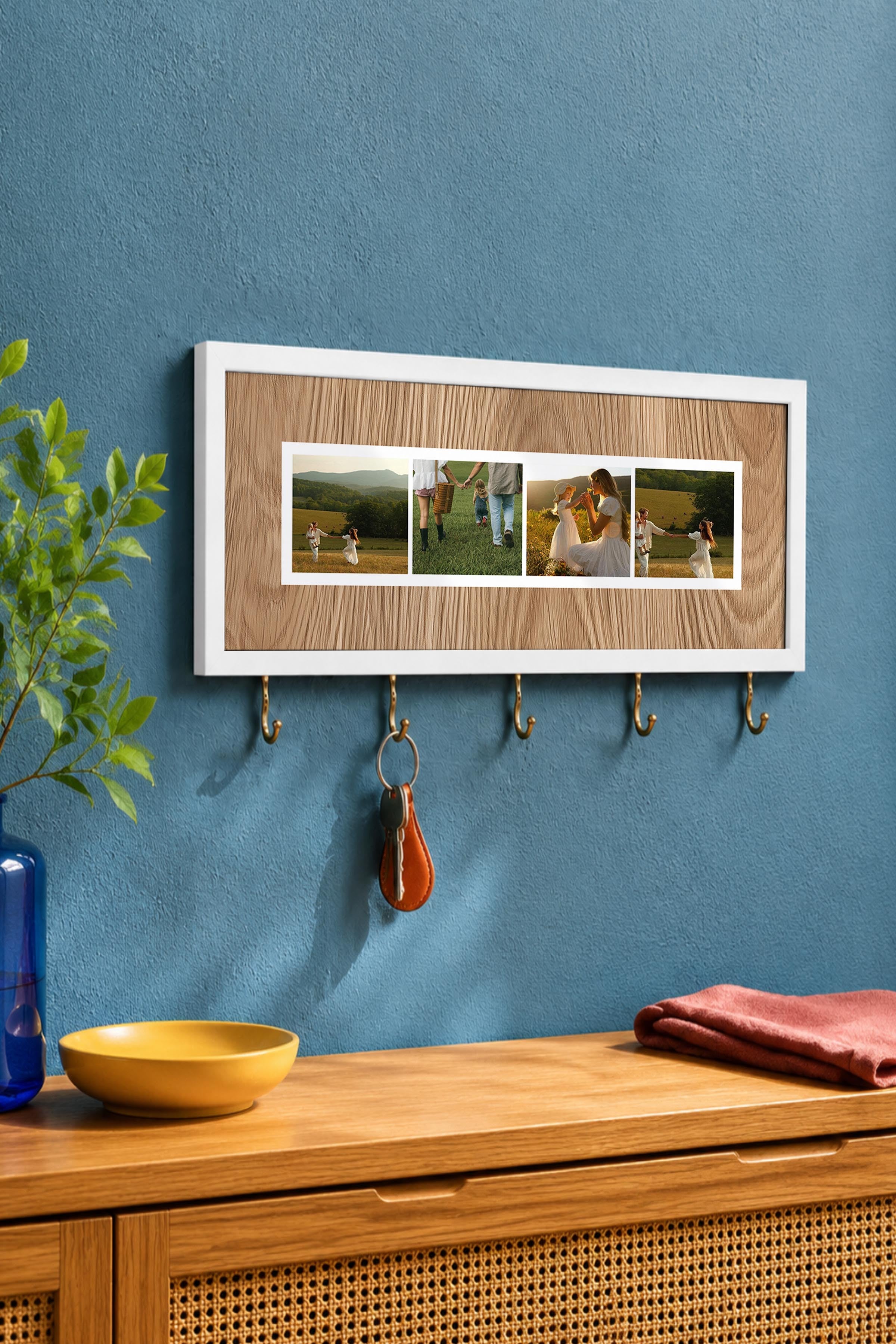 Kişiye Özel Tablo Anahtarlık, Photobooth Stili Beyaz Fotoğraf Çerçevesi, Vintage Duvar Dekoru