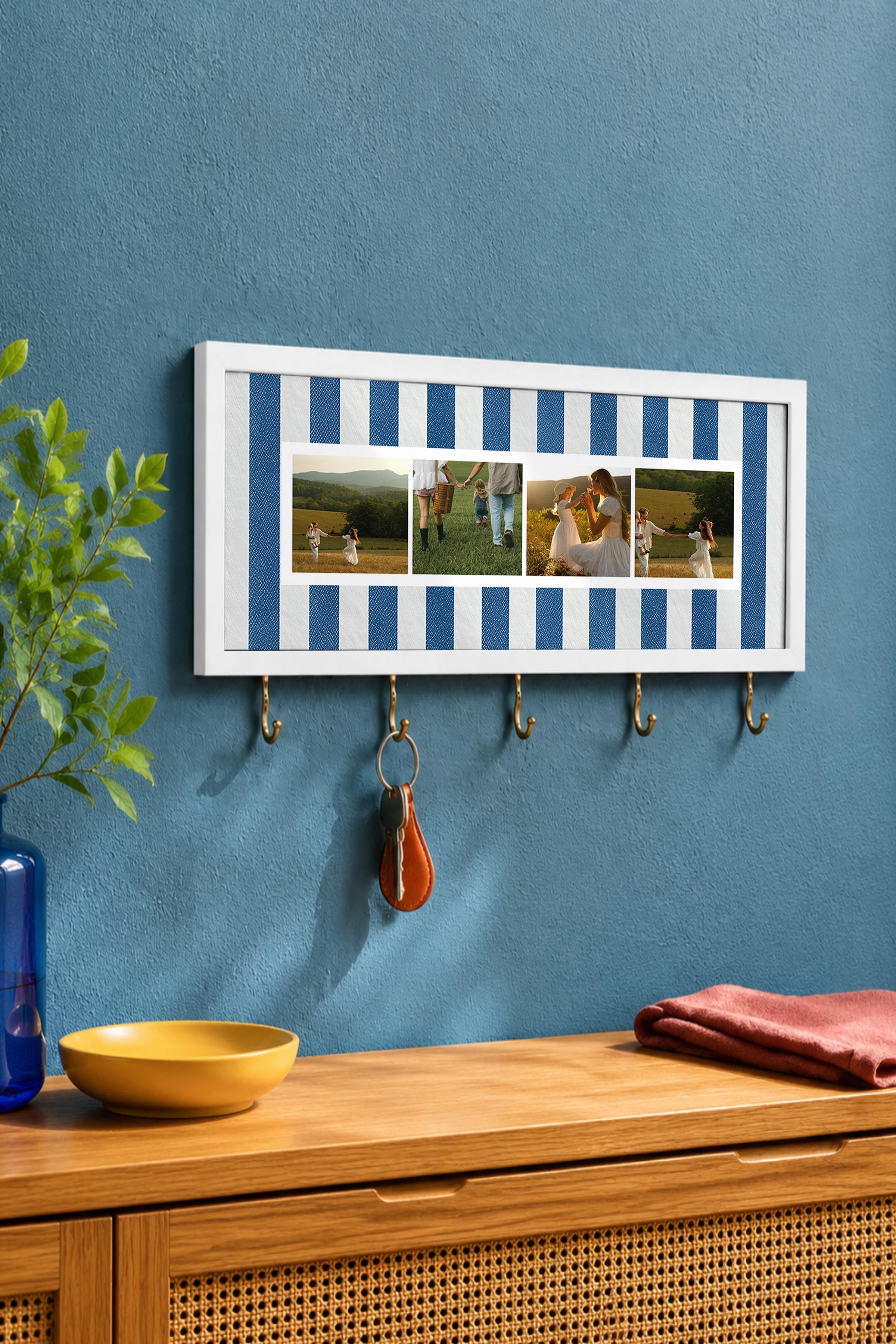 Kişiye Özel Tablo Anahtarlık, Photobooth Stili Beyaz Fotoğraf Çerçevesi, Vintage Duvar Dekoru