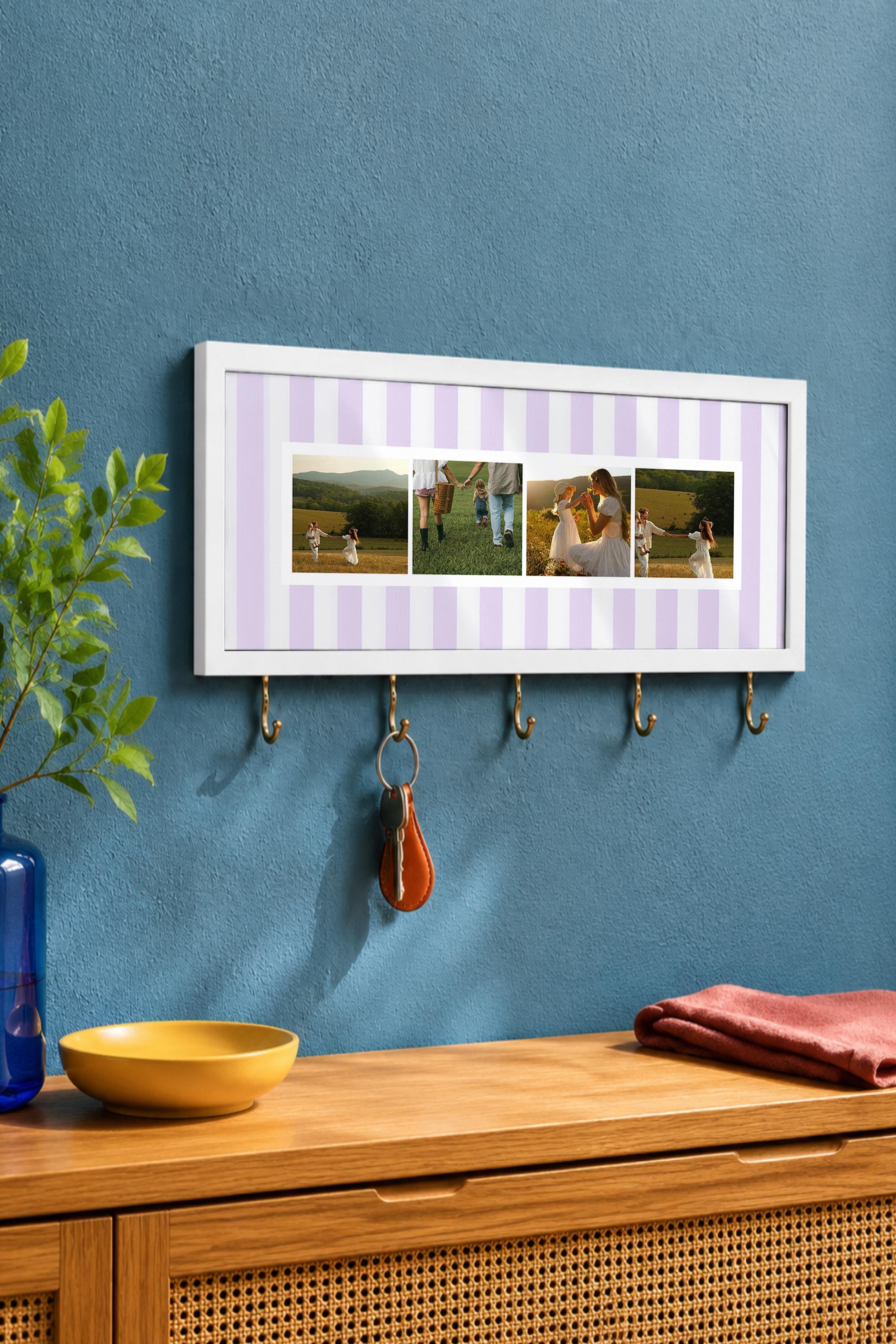Kişiye Özel Tablo Anahtarlık, Photobooth Stili Beyaz Fotoğraf Çerçevesi, Vintage Duvar Dekoru