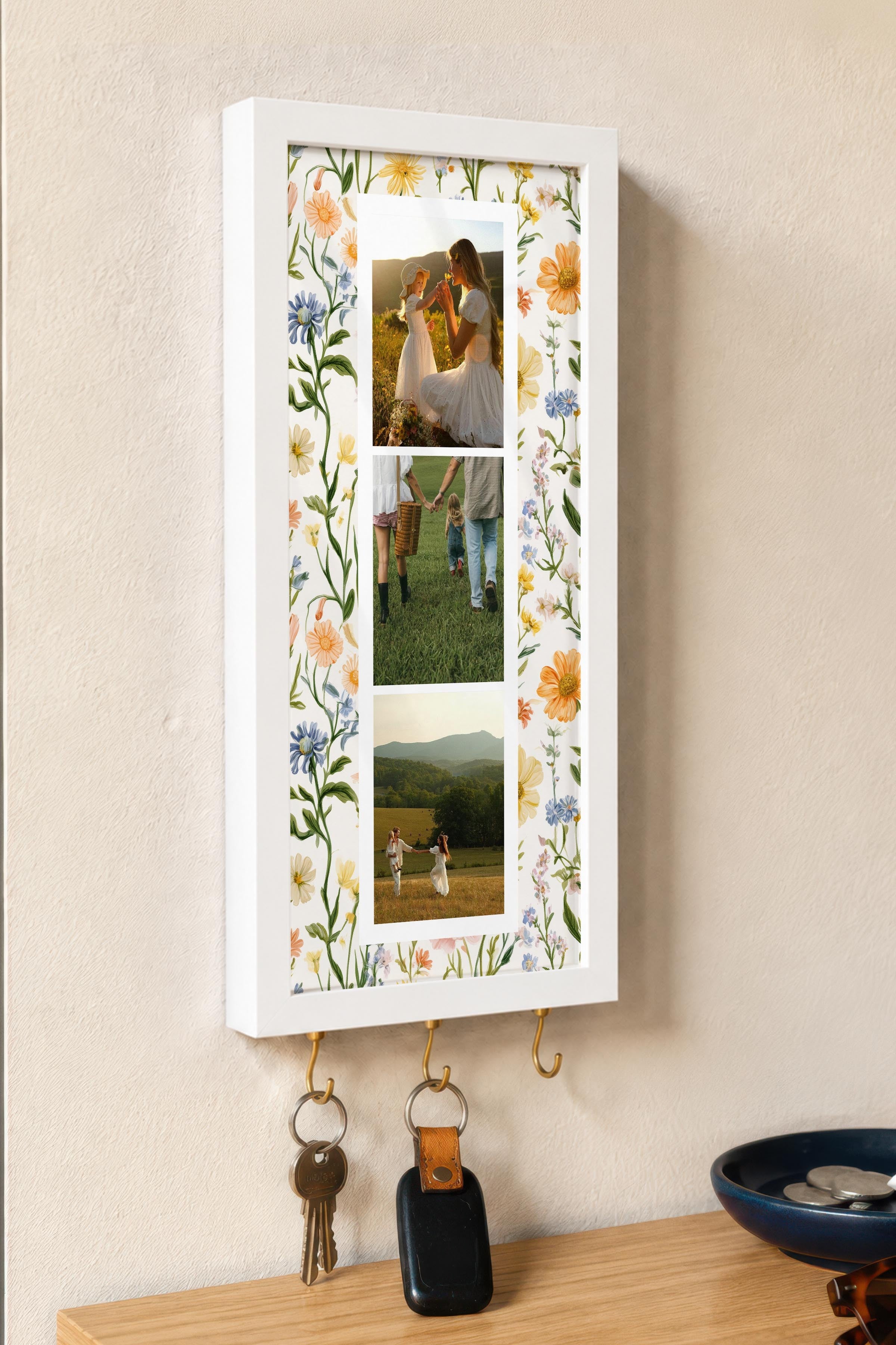 Kişiye Özel Tablo Anahtarlık, Photobooth Stili Beyaz Fotoğraf Çerçevesi, Vintage Duvar Dekoru