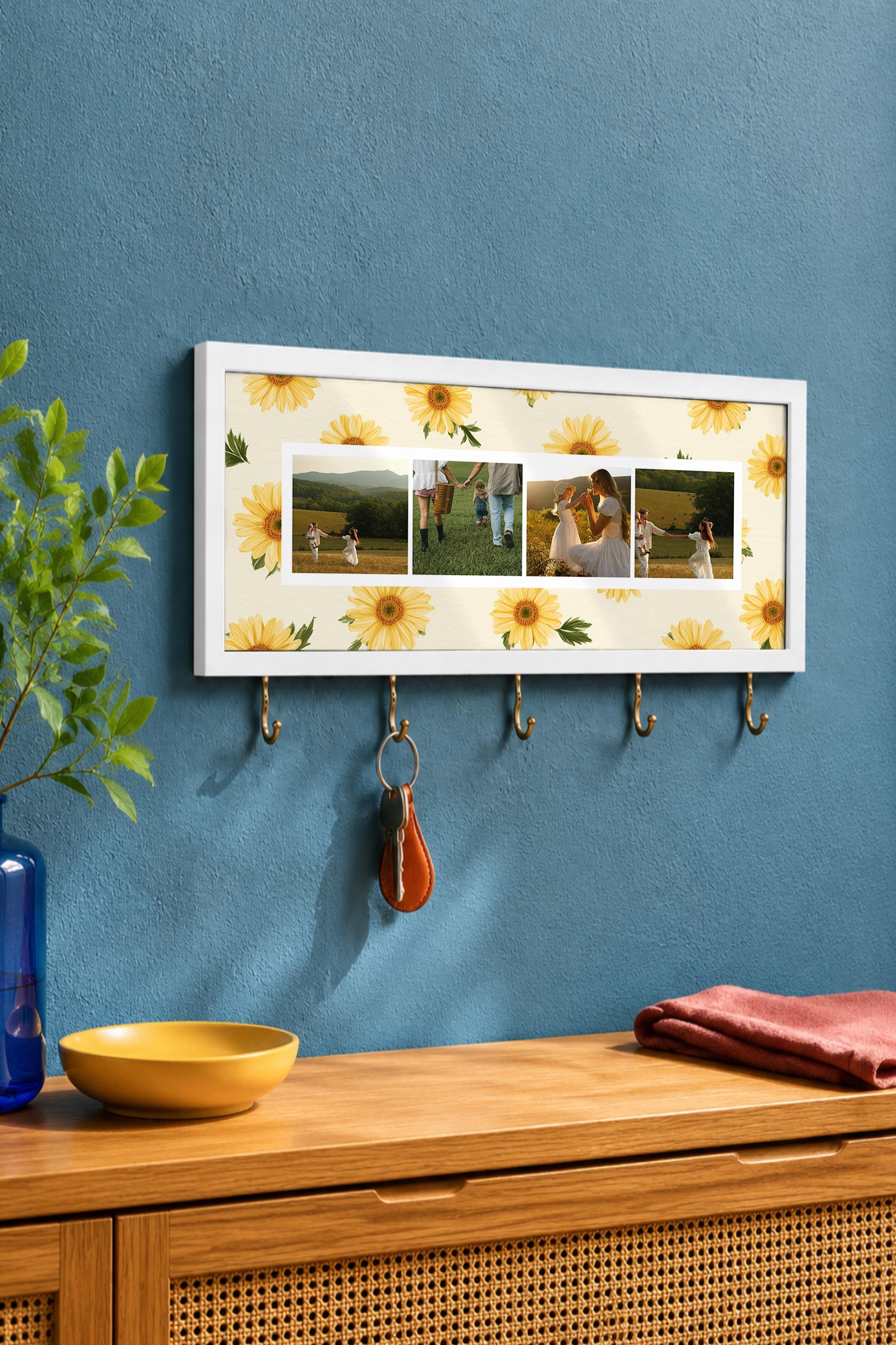 Kişiye Özel Tablo Anahtarlık, Photobooth Stili Beyaz Fotoğraf Çerçevesi, Vintage Duvar Dekoru