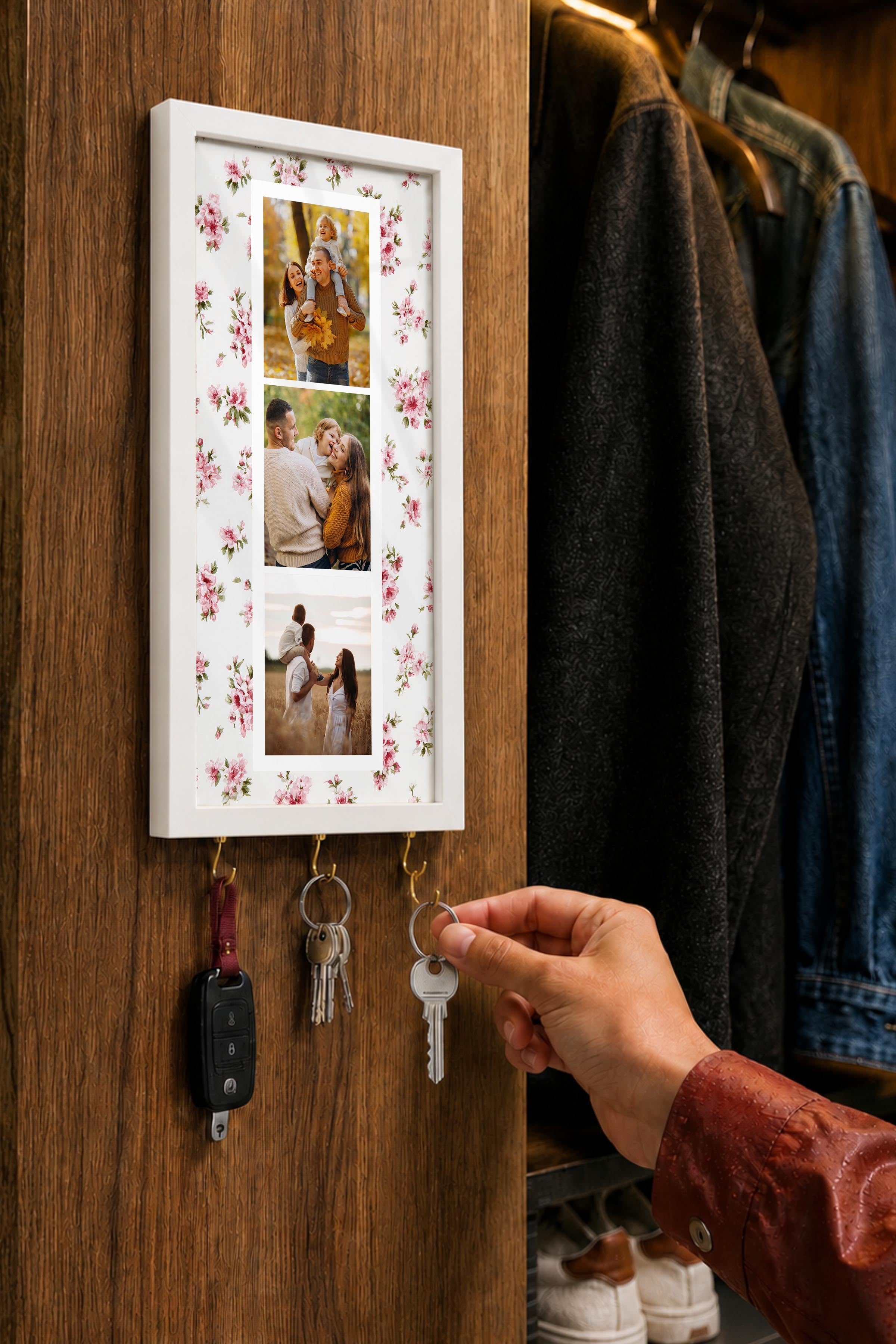 Kişiye Özel Tablo Anahtarlık, Photobooth Stili Beyaz Fotoğraf Çerçevesi, Vintage Duvar Dekoru