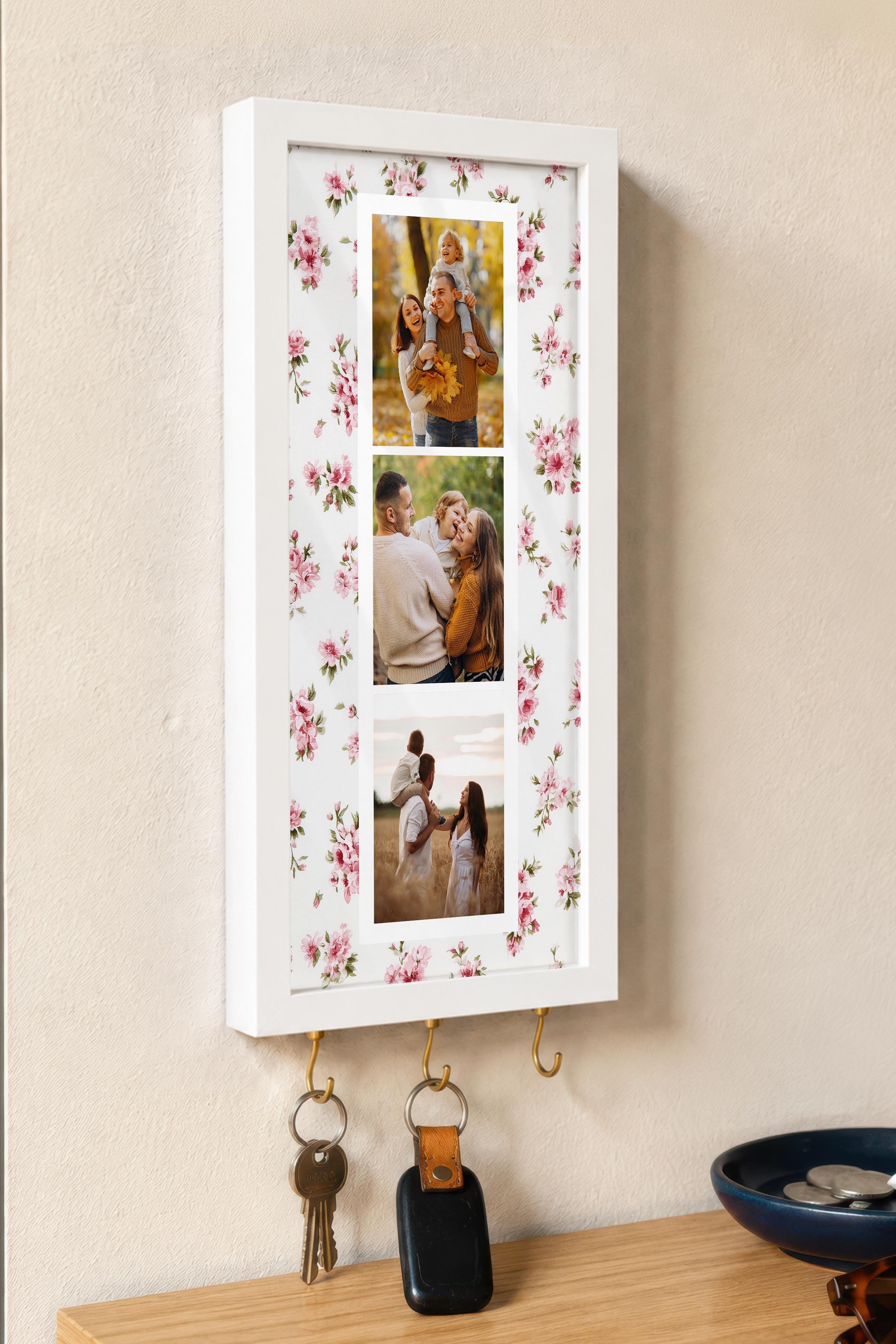 Kişiye Özel Tablo Anahtarlık, Photobooth Stili Beyaz Fotoğraf Çerçevesi, Vintage Duvar Dekoru