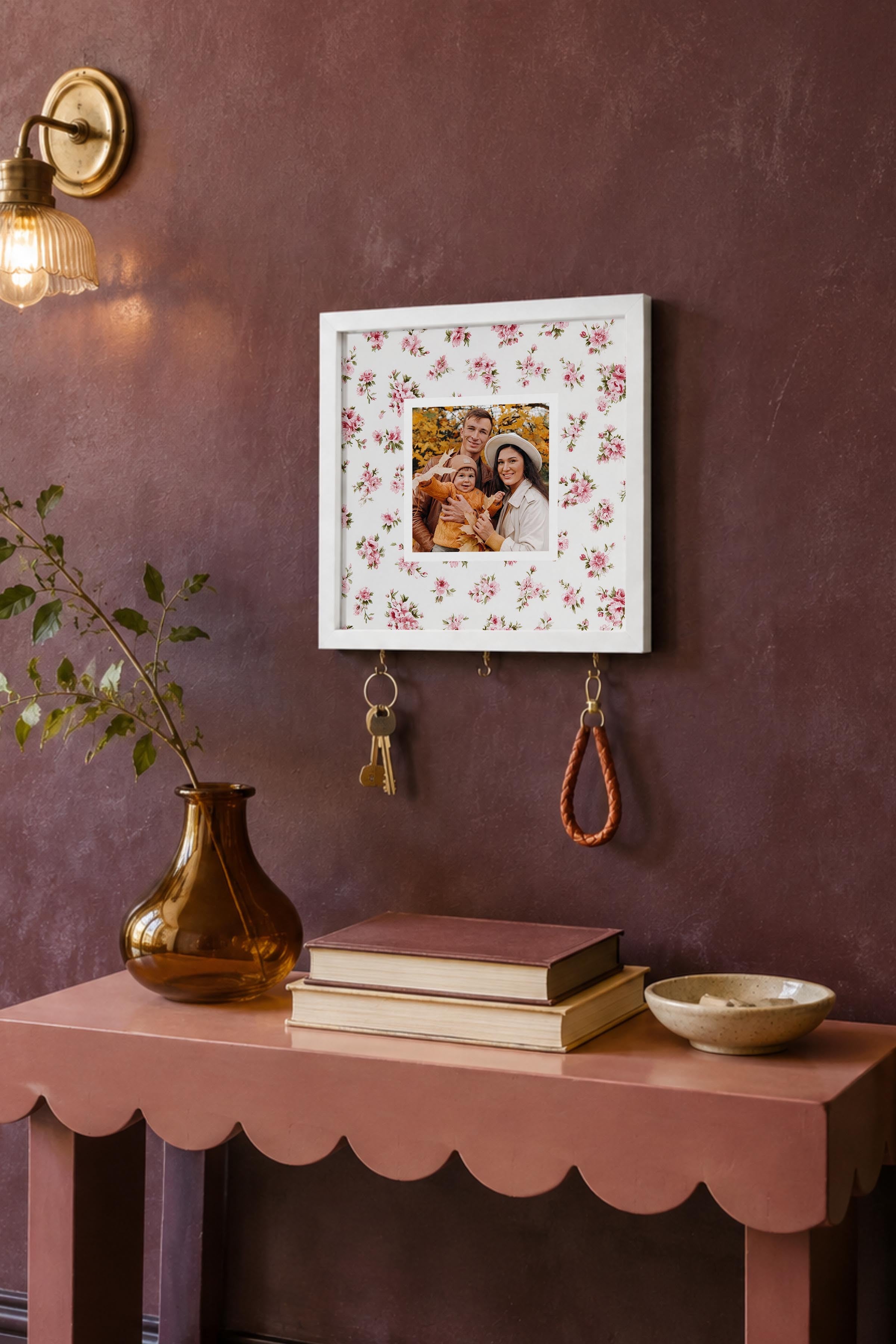 Kişiye Özel Tablo Anahtarlık, Photobooth Stili Beyaz Fotoğraf Çerçevesi, Vintage Duvar Dekoru
