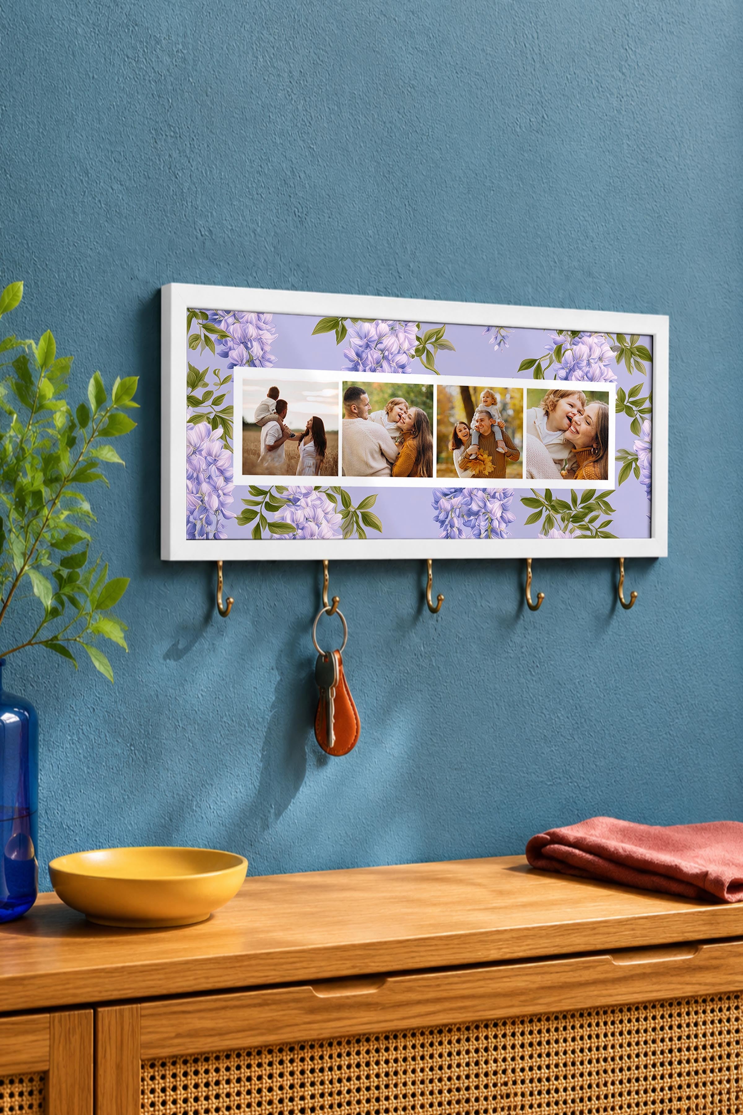 Kişiye Özel Tablo Anahtarlık, Photobooth Stili Beyaz Fotoğraf Çerçevesi, Vintage Duvar Dekoru