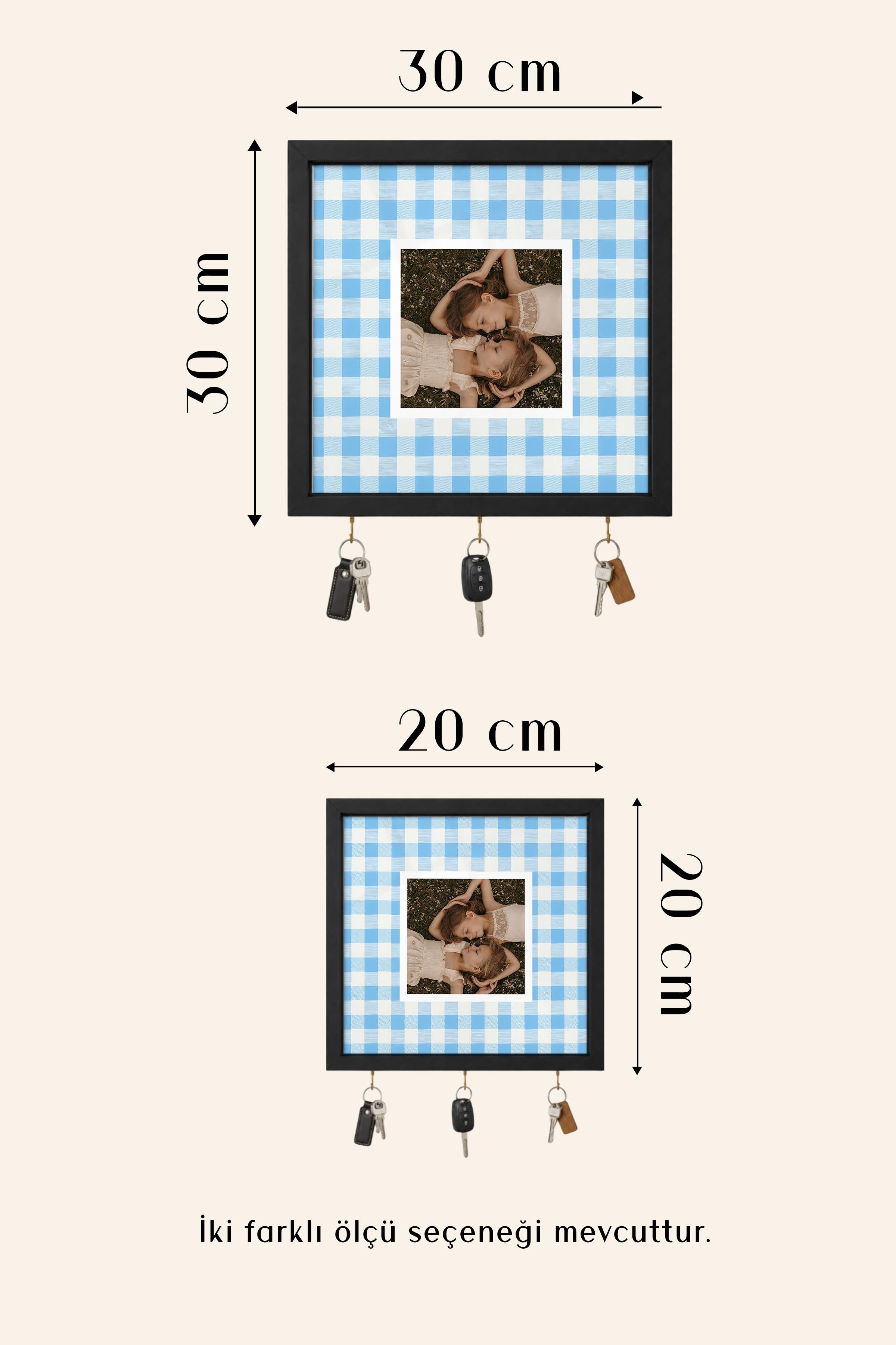 Kişiye Özel Tablo Anahtarlık, Photobooth Stili Beyaz Fotoğraf Çerçevesi, Vintage Duvar Dekoru