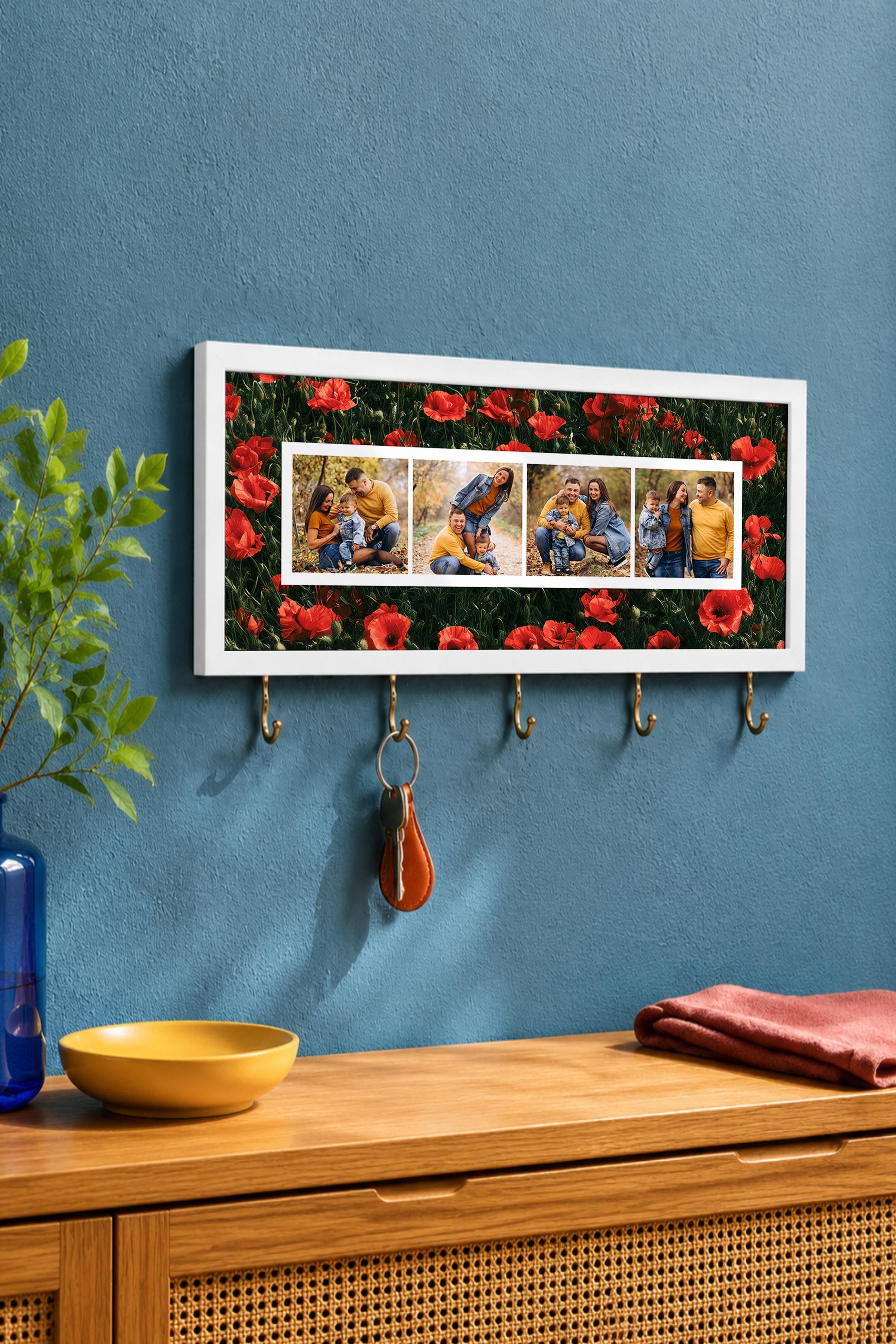 Kişiye Özel Tablo Anahtarlık, Photobooth Stili Beyaz Fotoğraf Çerçevesi, Vintage Duvar Dekoru
