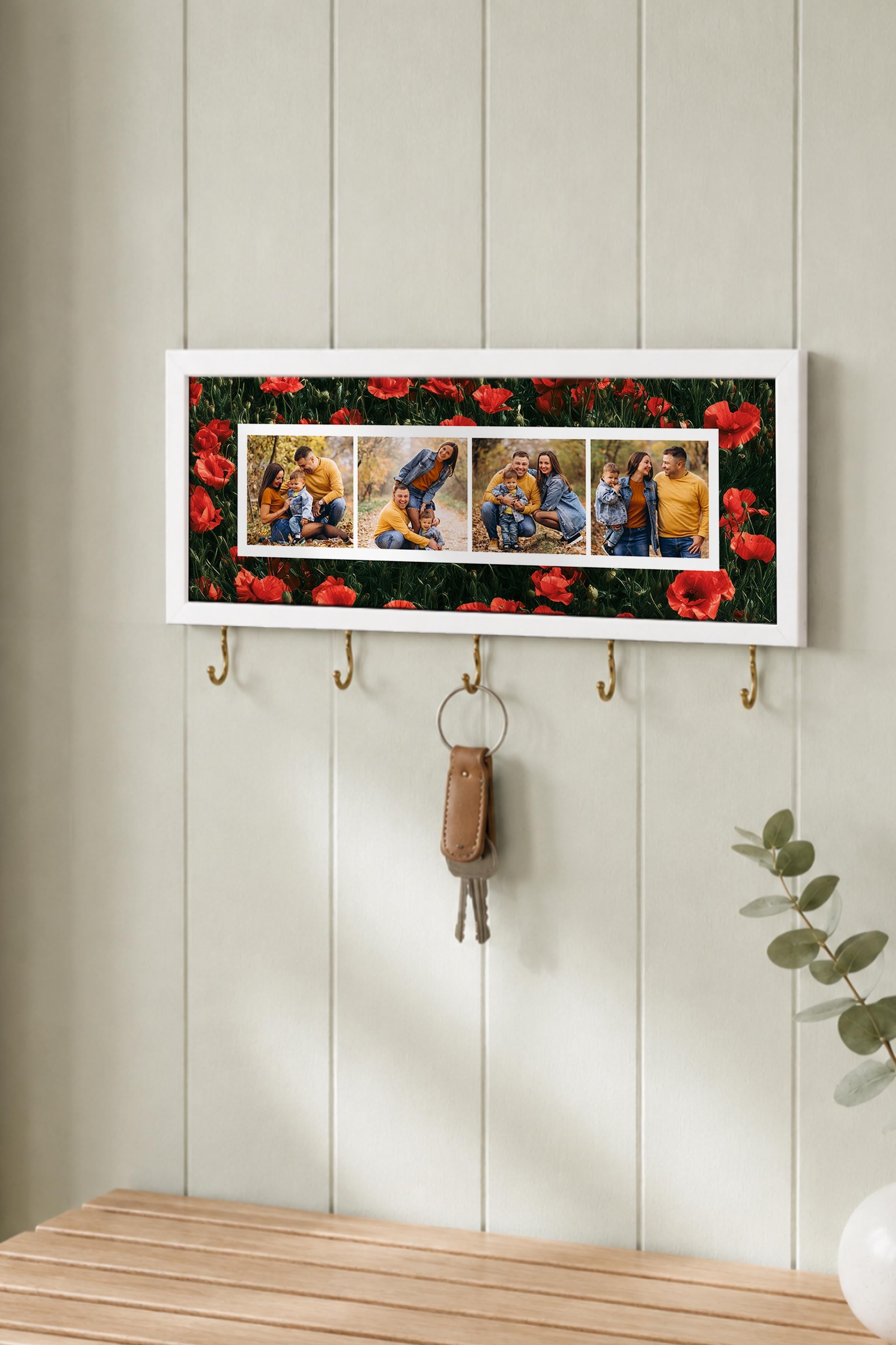 Kişiye Özel Tablo Anahtarlık, Photobooth Stili Beyaz Fotoğraf Çerçevesi, Vintage Duvar Dekoru